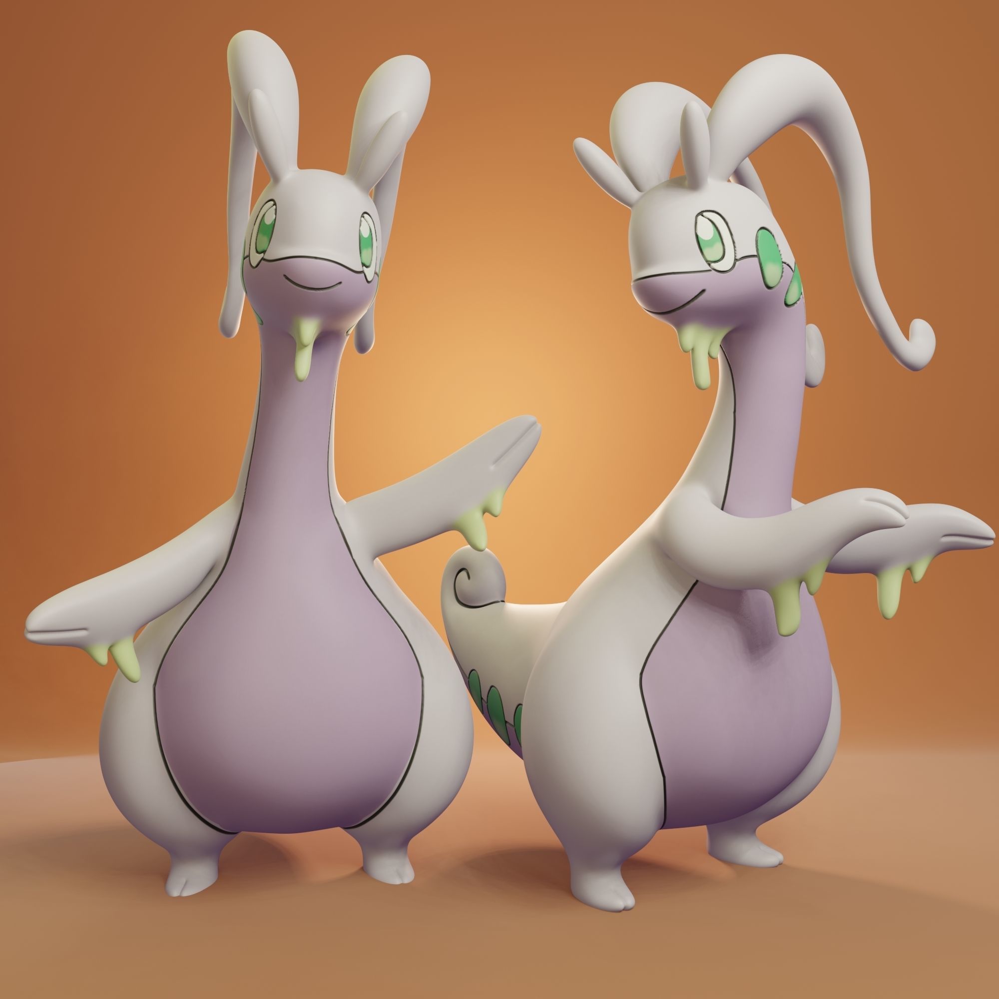Pokemon - Goomy Sliggoo and Goodra with 2 poses 3D print model_11