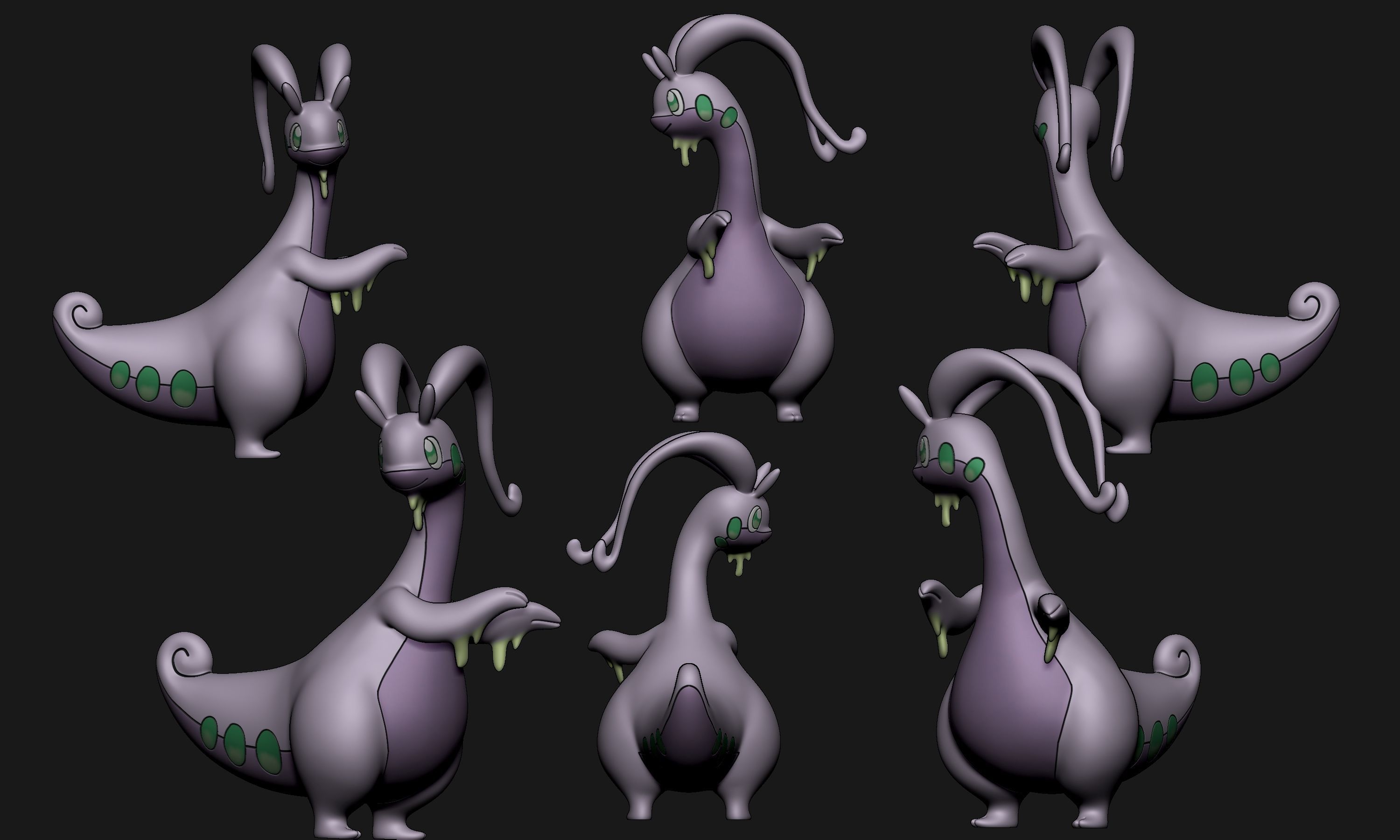 Pokemon - Goomy Sliggoo and Goodra with 2 poses 3D print model_14