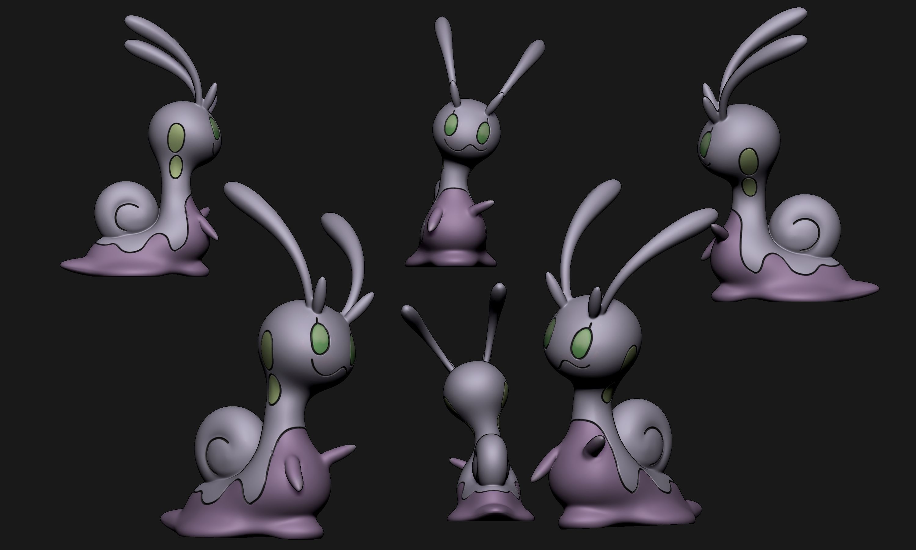 Pokemon - Goomy Sliggoo and Goodra with 2 poses 3D print model_7