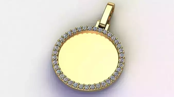 Round Plate 15 mm with Diamond Contour Pendant