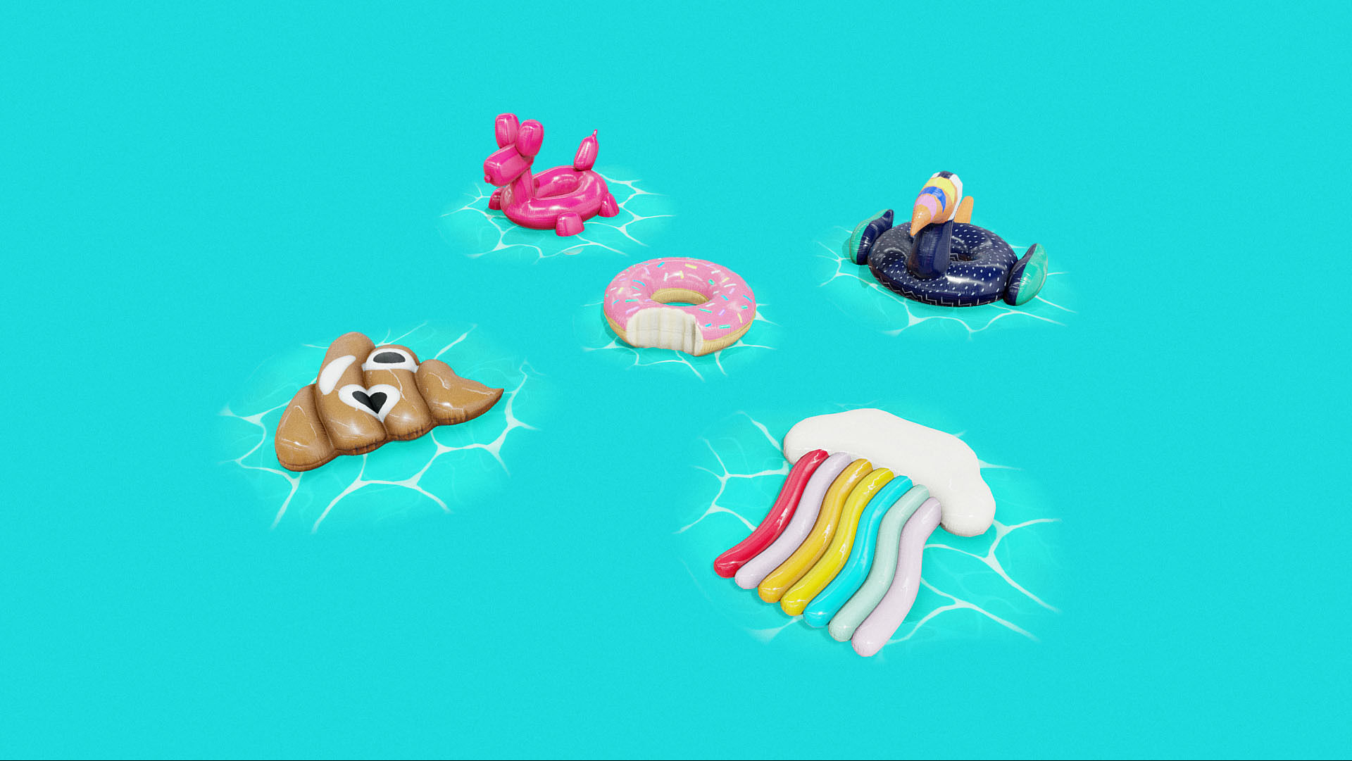 Inflatable Pool Floats PACK II Low-poly 3D model_7