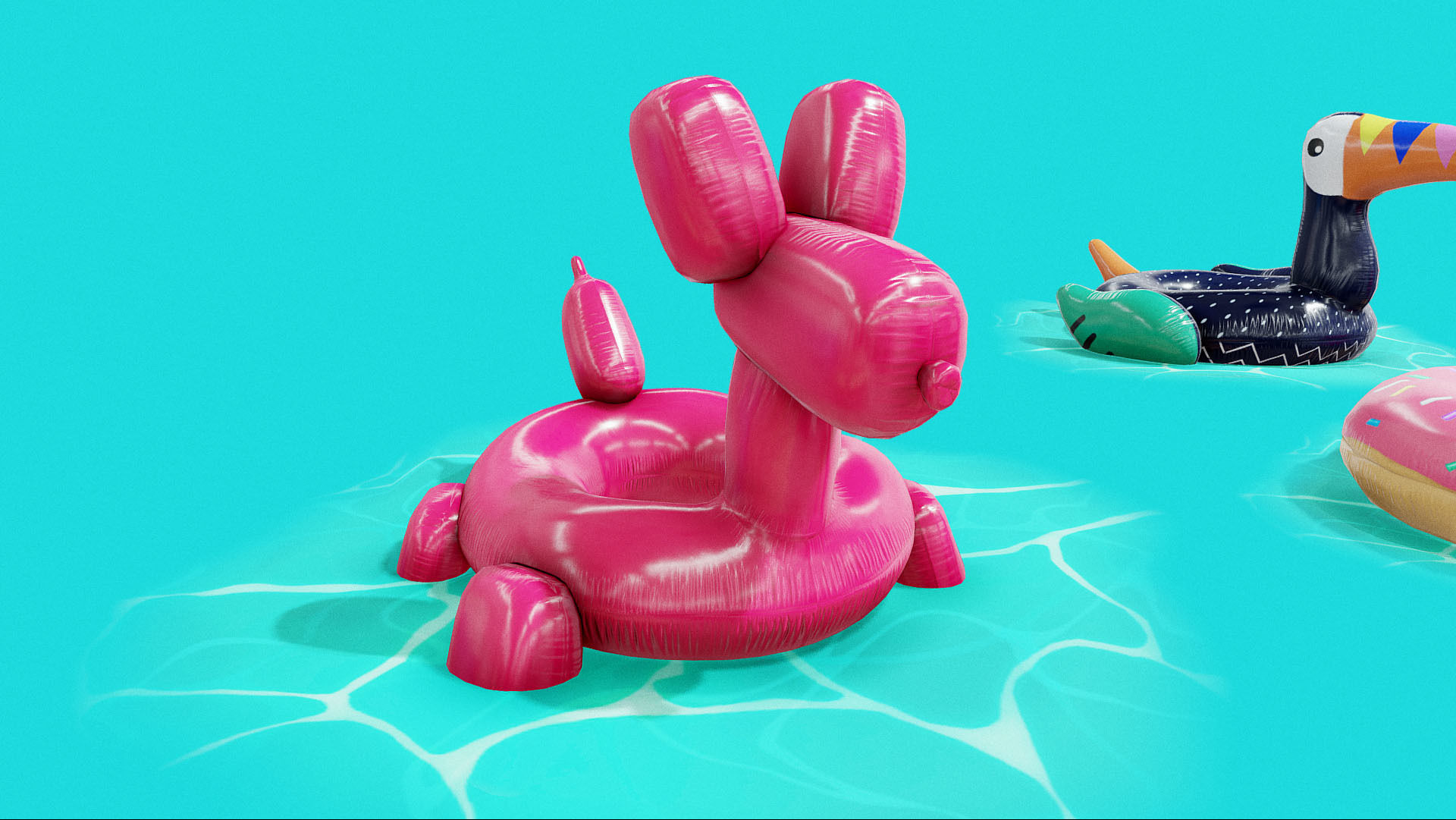 Inflatable Pool Floats PACK II Low-poly 3D model_12