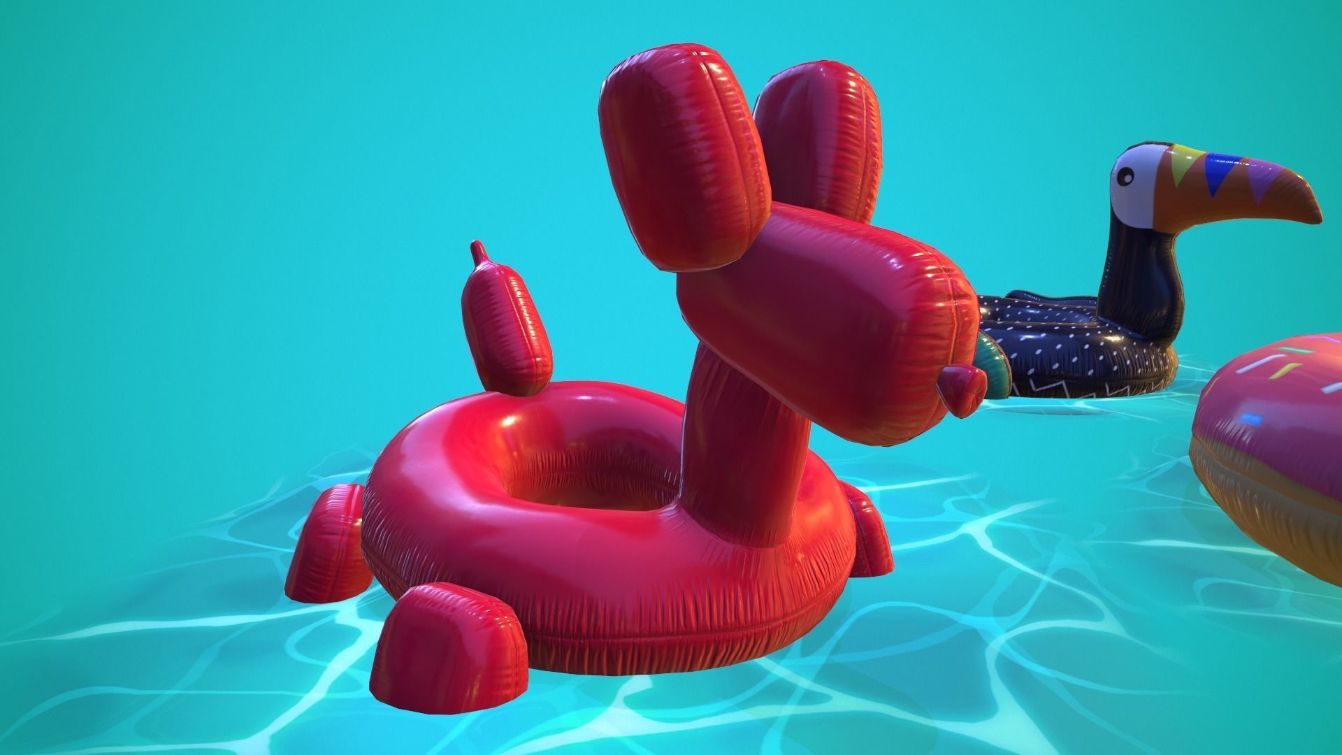 Inflatable Pool Floats PACK II Low-poly 3D model_13