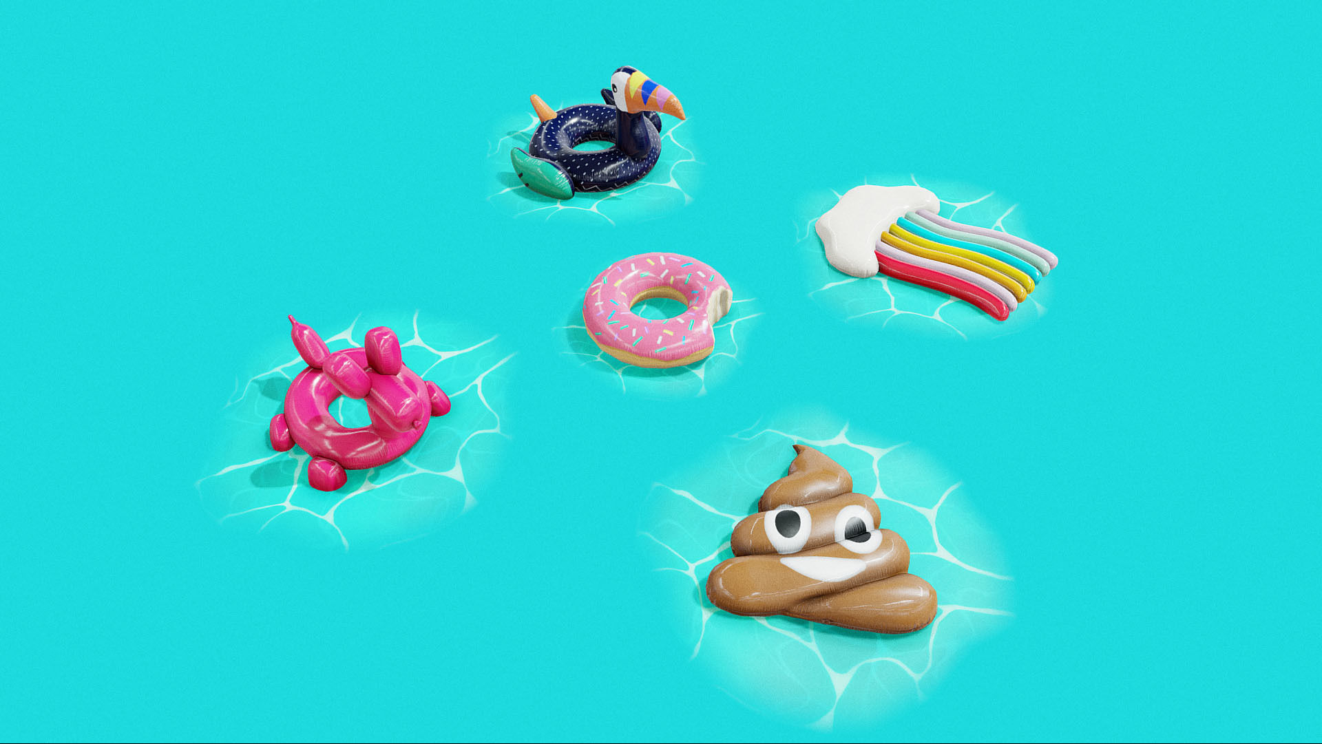 Inflatable Pool Floats PACK II Low-poly 3D model_6