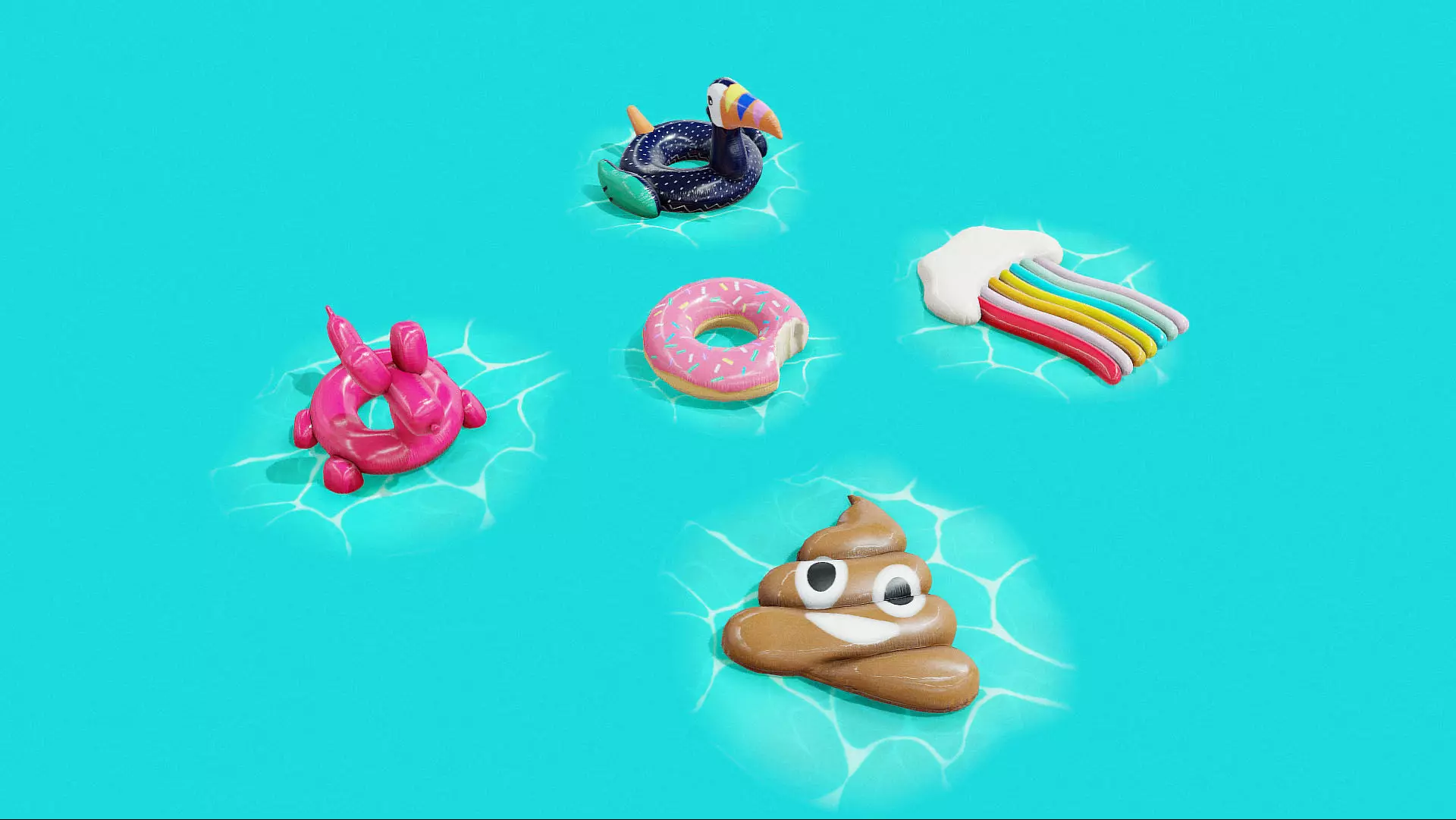 Inflatable Pool Floats PACK II Low-poly 3D model_0