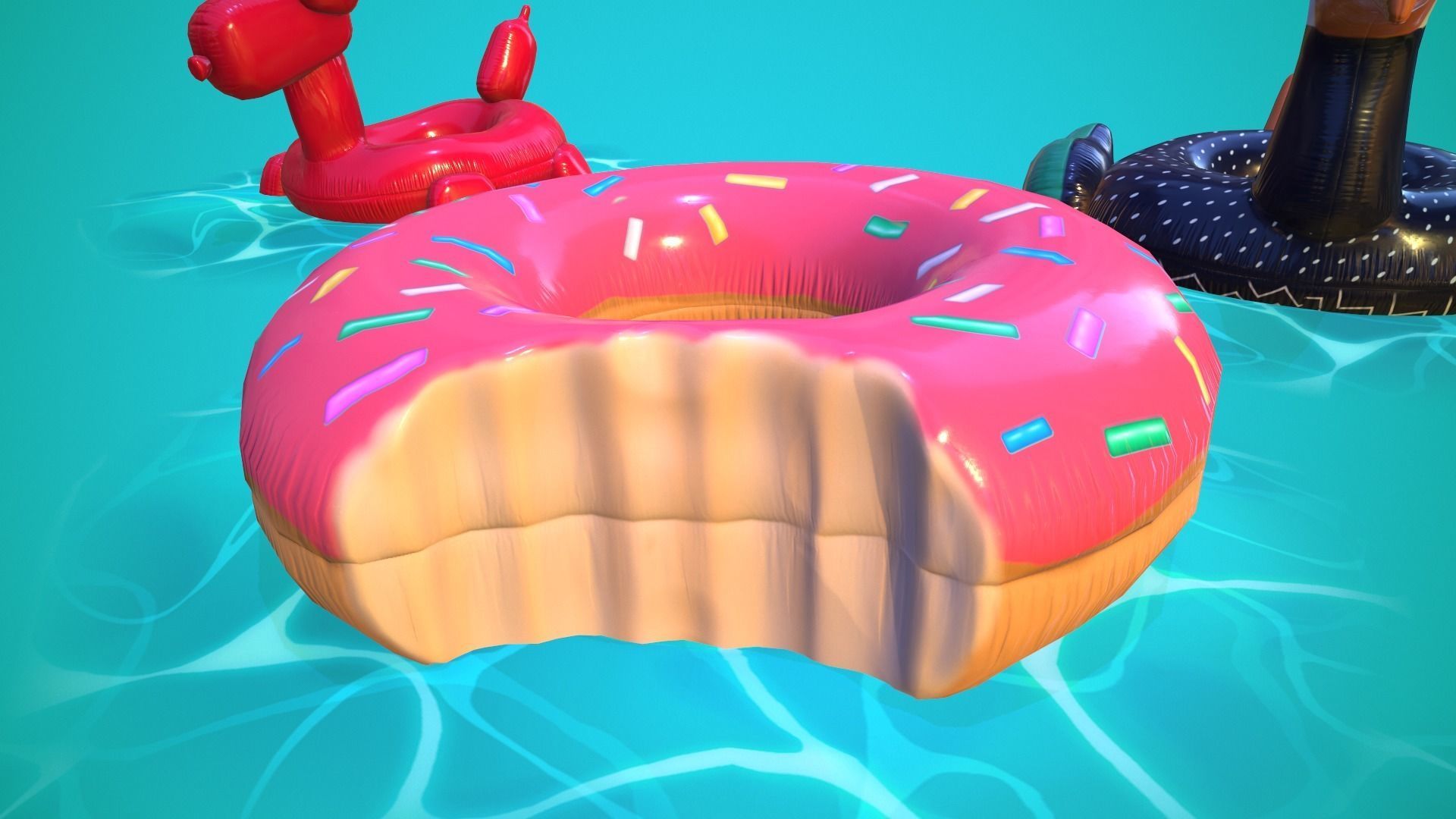 Inflatable Pool Floats PACK II Low-poly 3D model_15