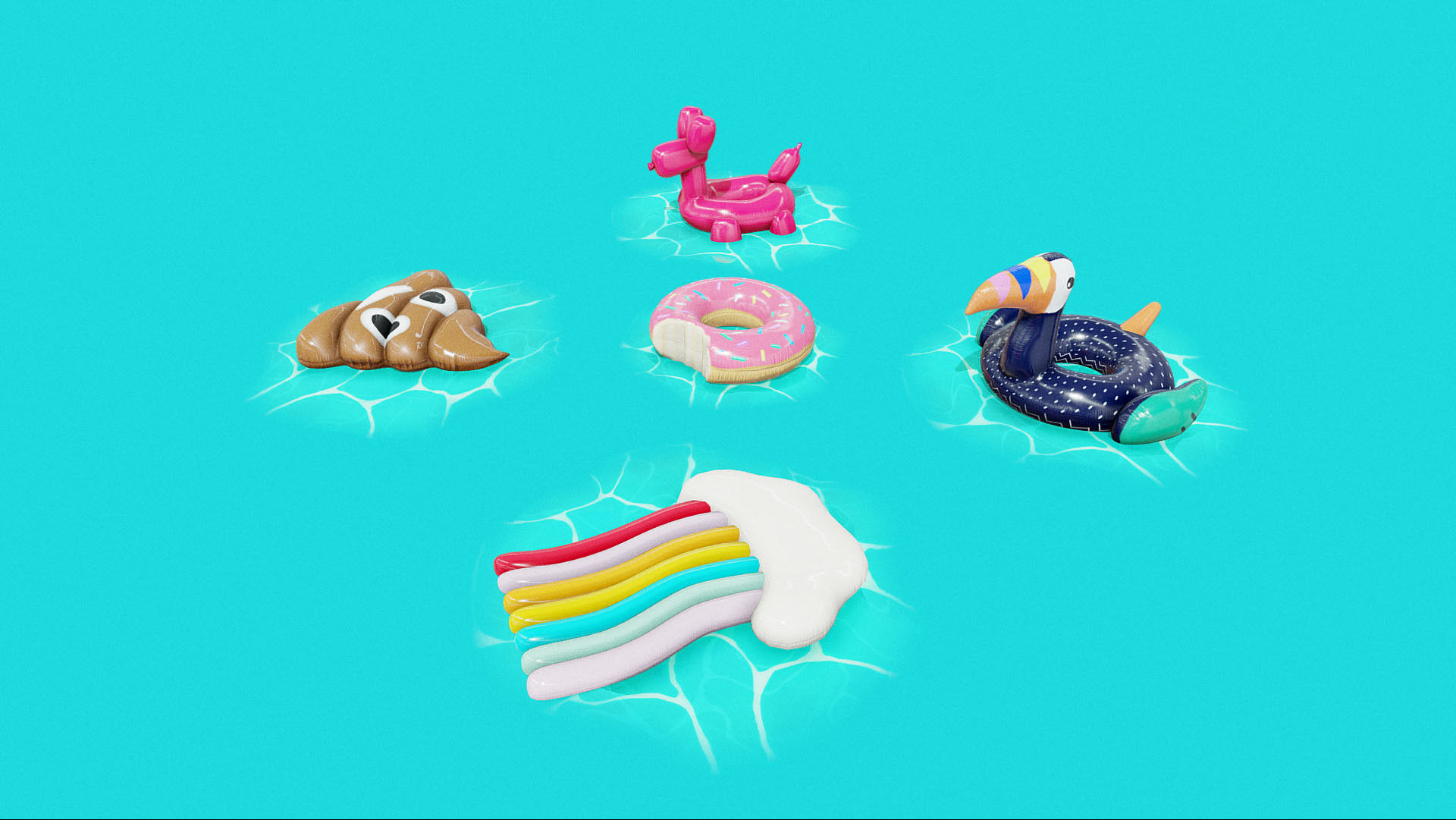 Inflatable Pool Floats PACK II Low-poly 3D model_5