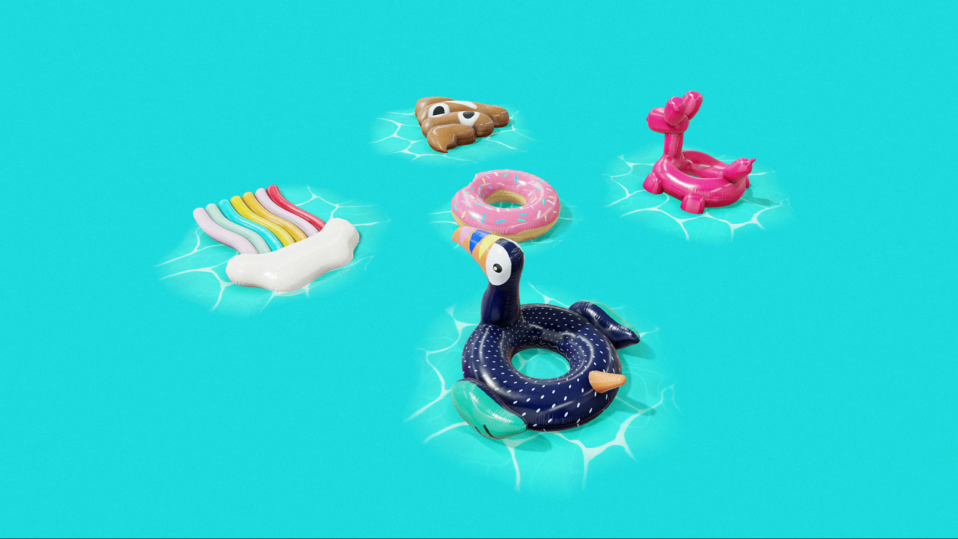 Inflatable Pool Floats PACK II Low-poly 3D model_4