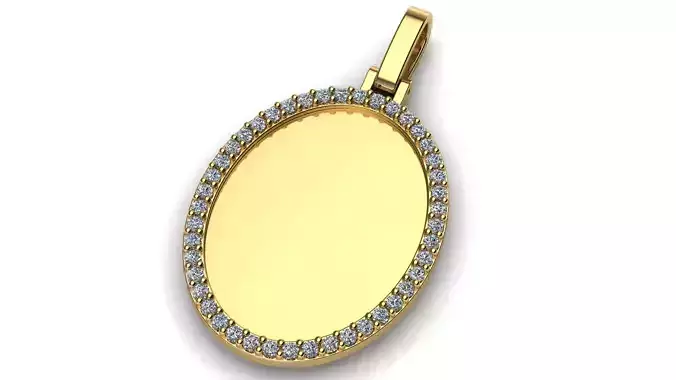 Oval Plate 20x15 mm with Diamond Contour Pendant