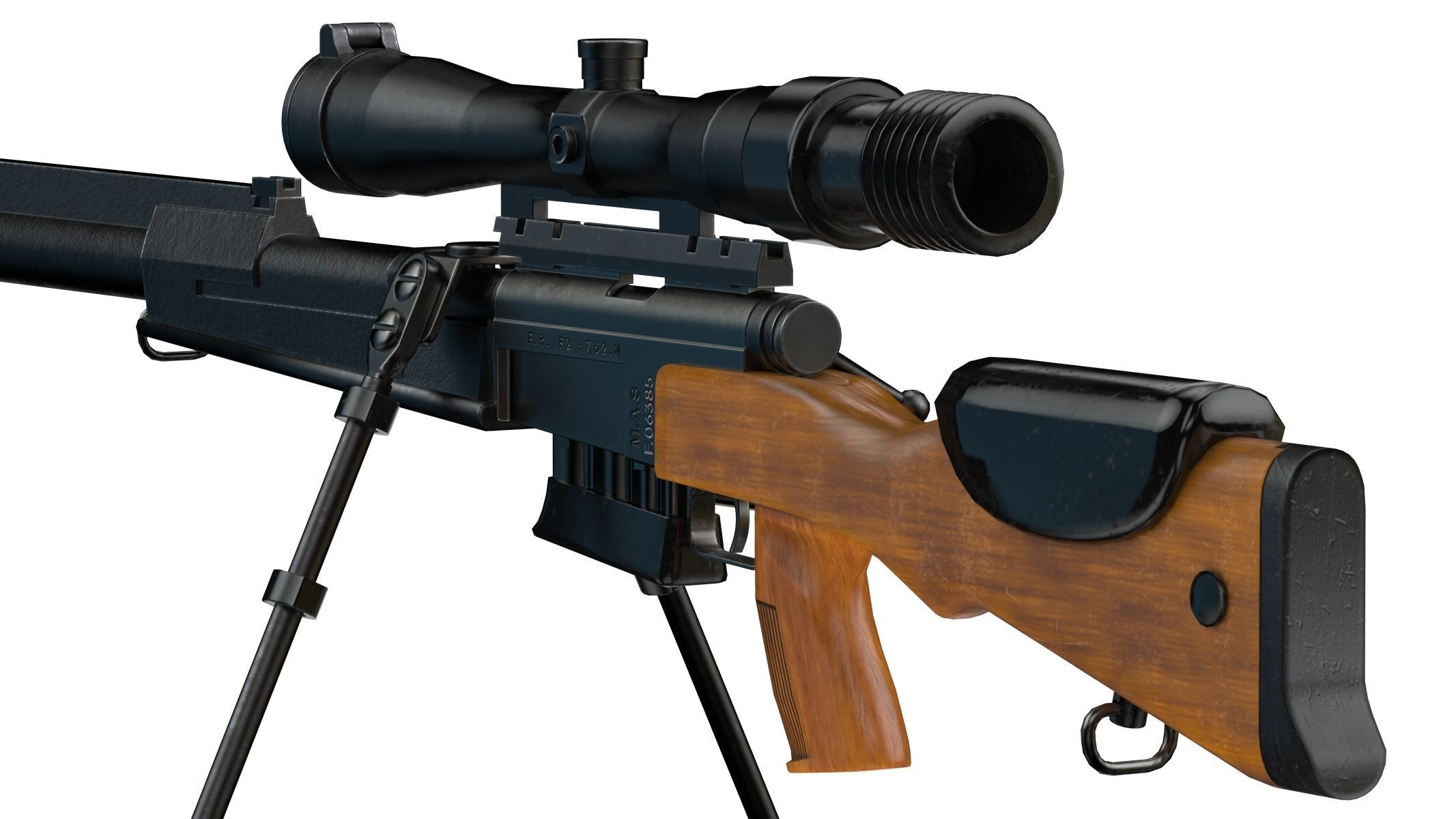  FR F2 sniper Rifle Low Poly PBR Realistic Low-poly 3D model_6