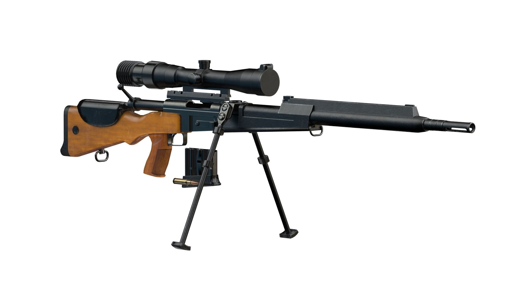  FR F2 sniper Rifle Low Poly PBR Realistic Low-poly 3D model_4