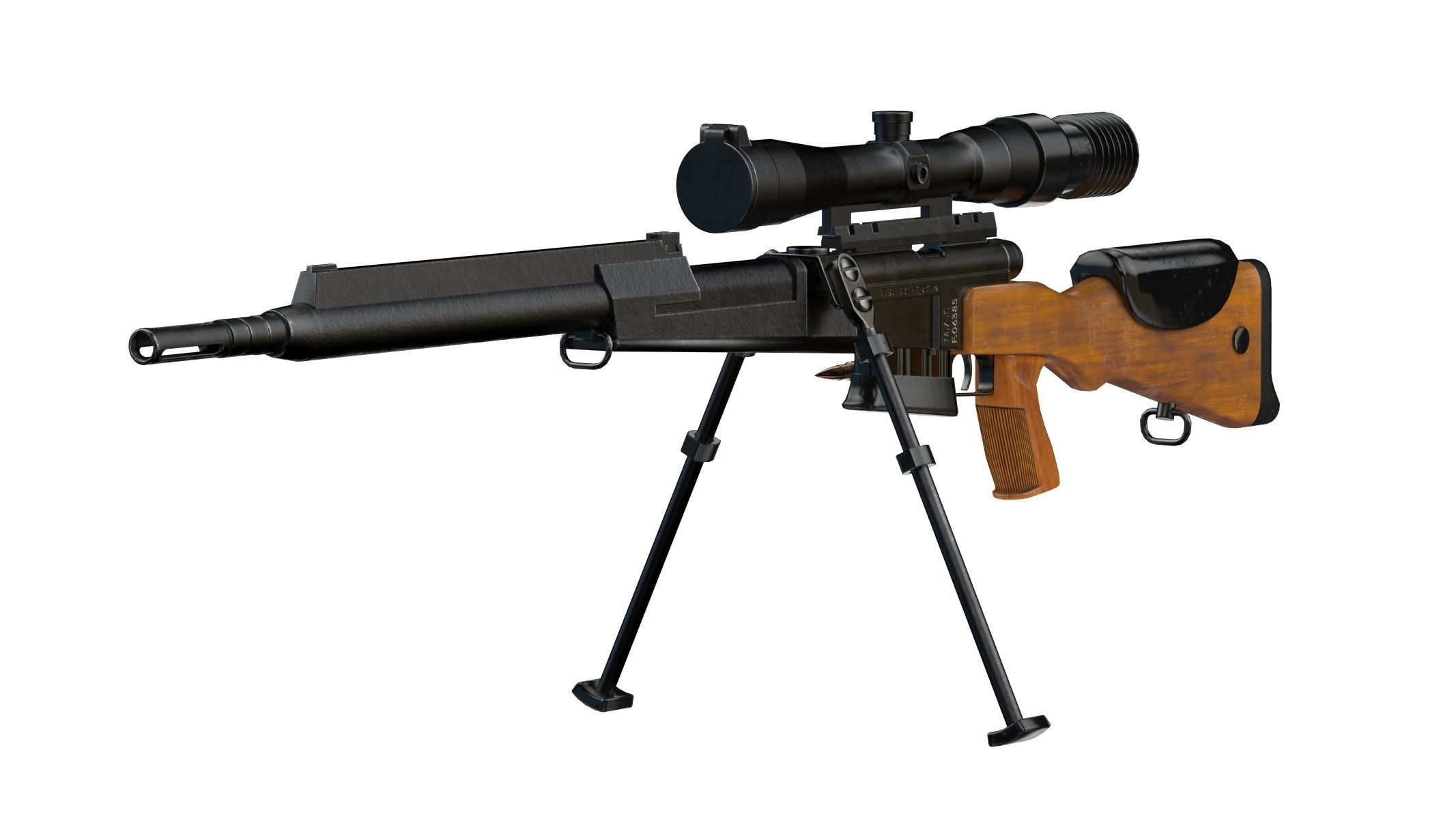  FR F2 sniper Rifle Low Poly PBR Realistic Low-poly 3D model_3