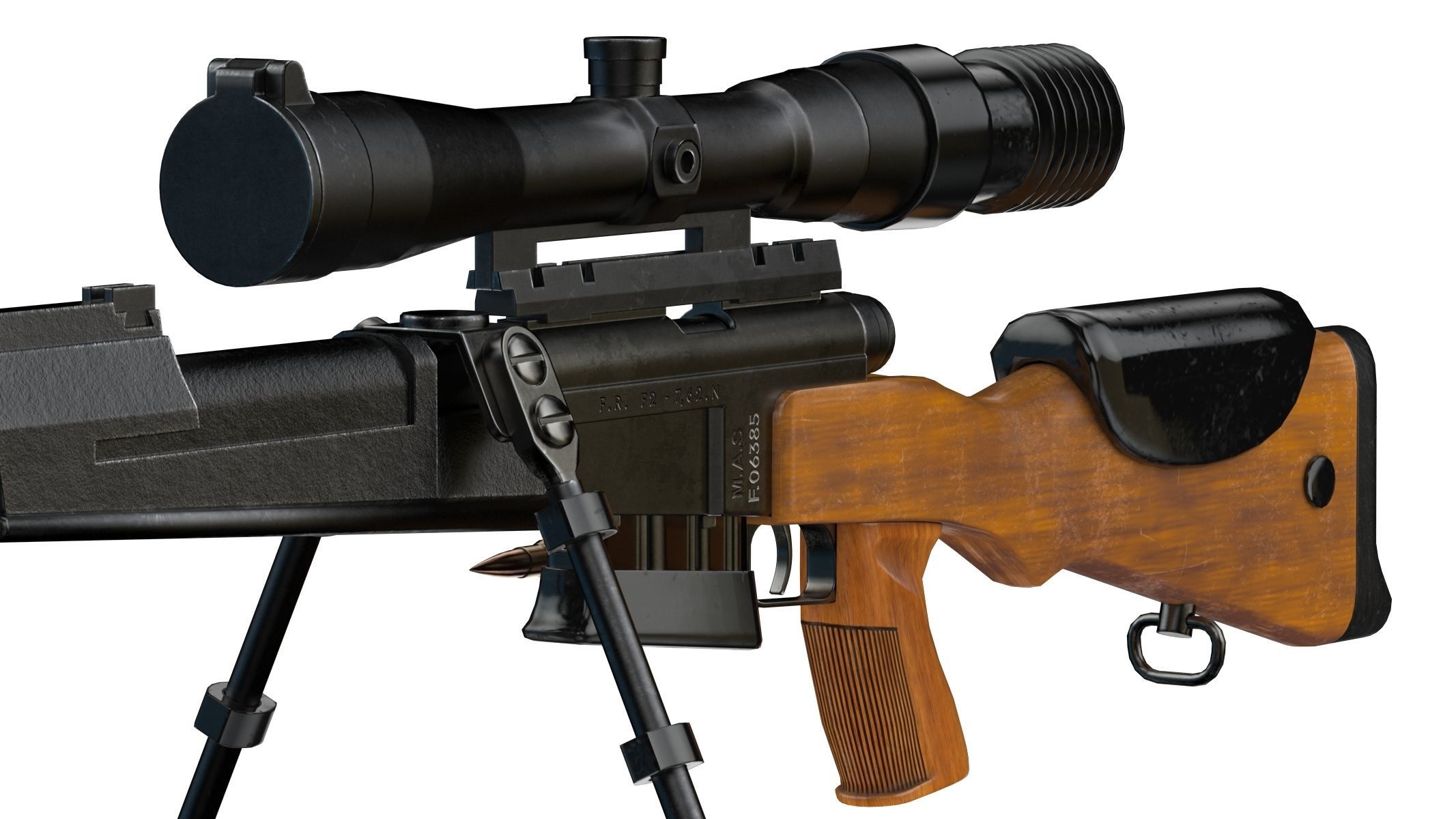  FR F2 sniper Rifle Low Poly PBR Realistic Low-poly 3D model_8