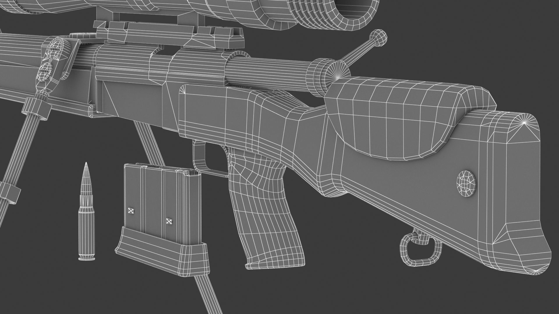 FR F2 sniper Rifle Low Poly PBR Realistic Low-poly 3D model_29