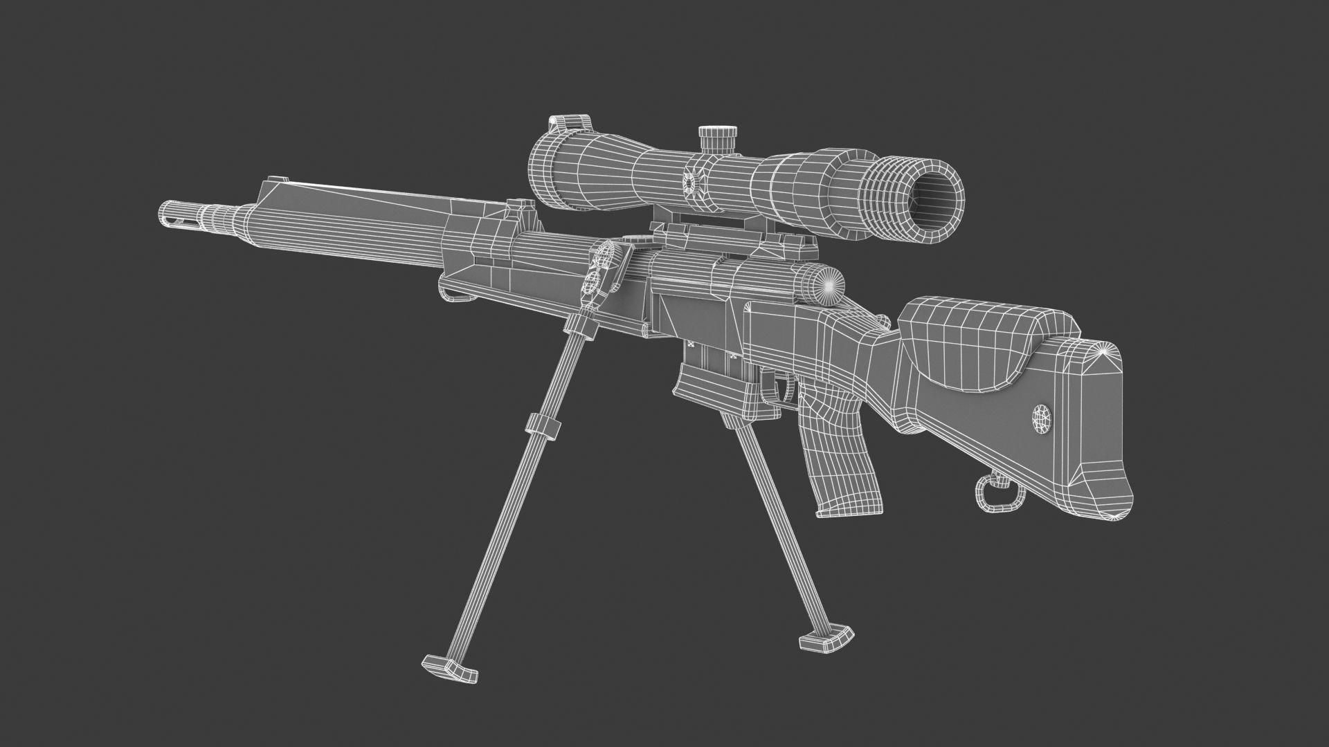  FR F2 sniper Rifle Low Poly PBR Realistic Low-poly 3D model_16