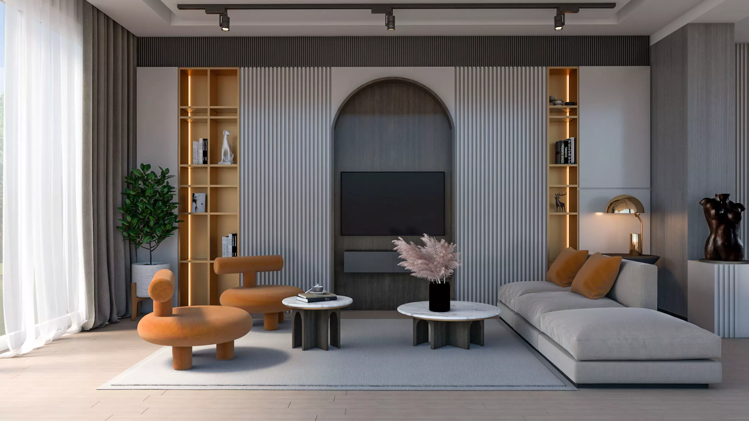 Small Modern Living Room and Kitchen 3D model