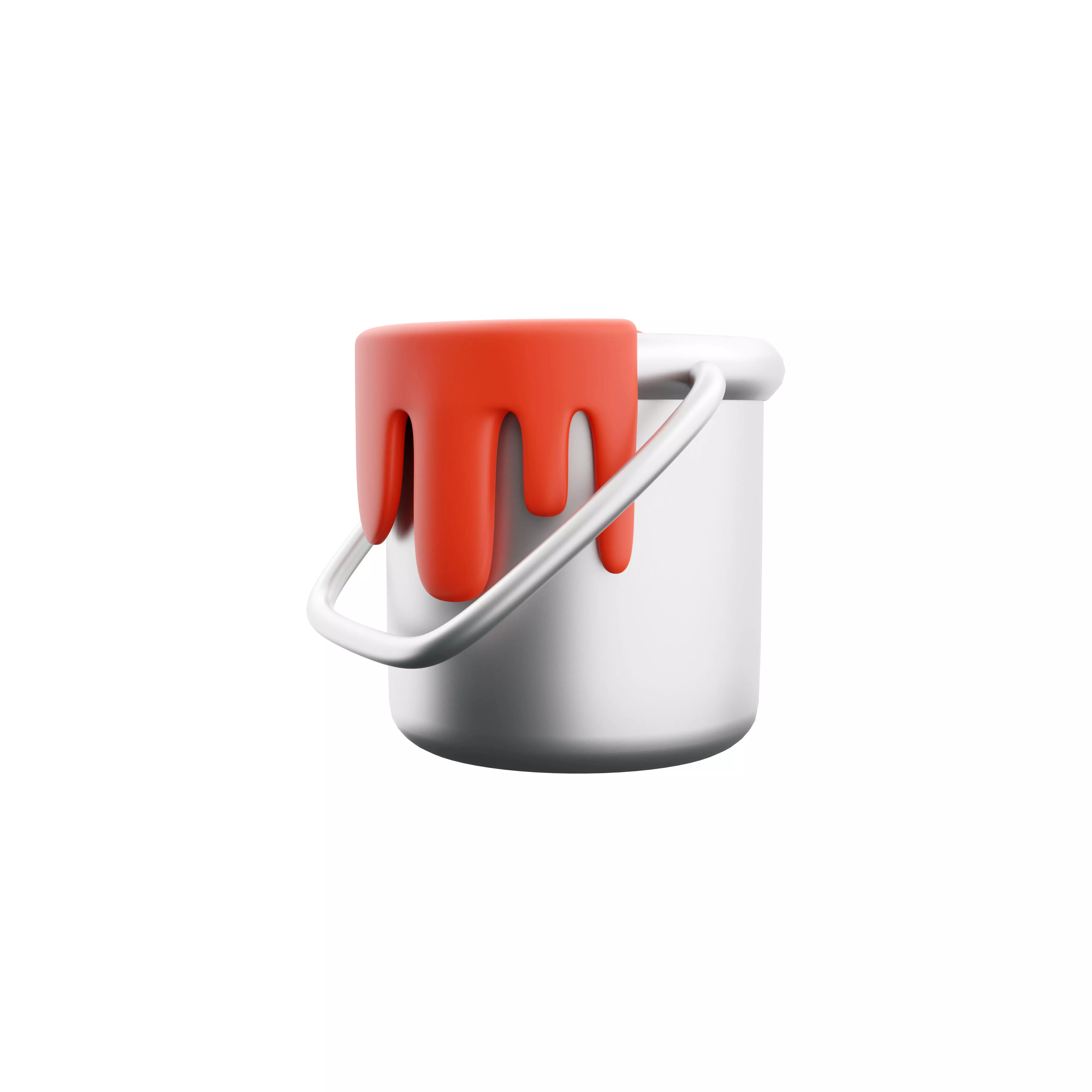 3D open bucket with paint color 3D model_0