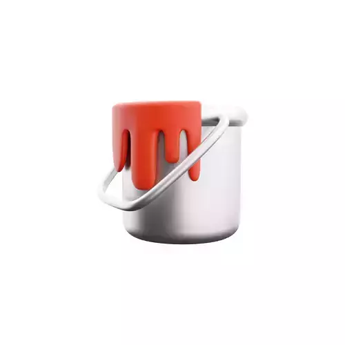 3D open bucket with paint color 3D model