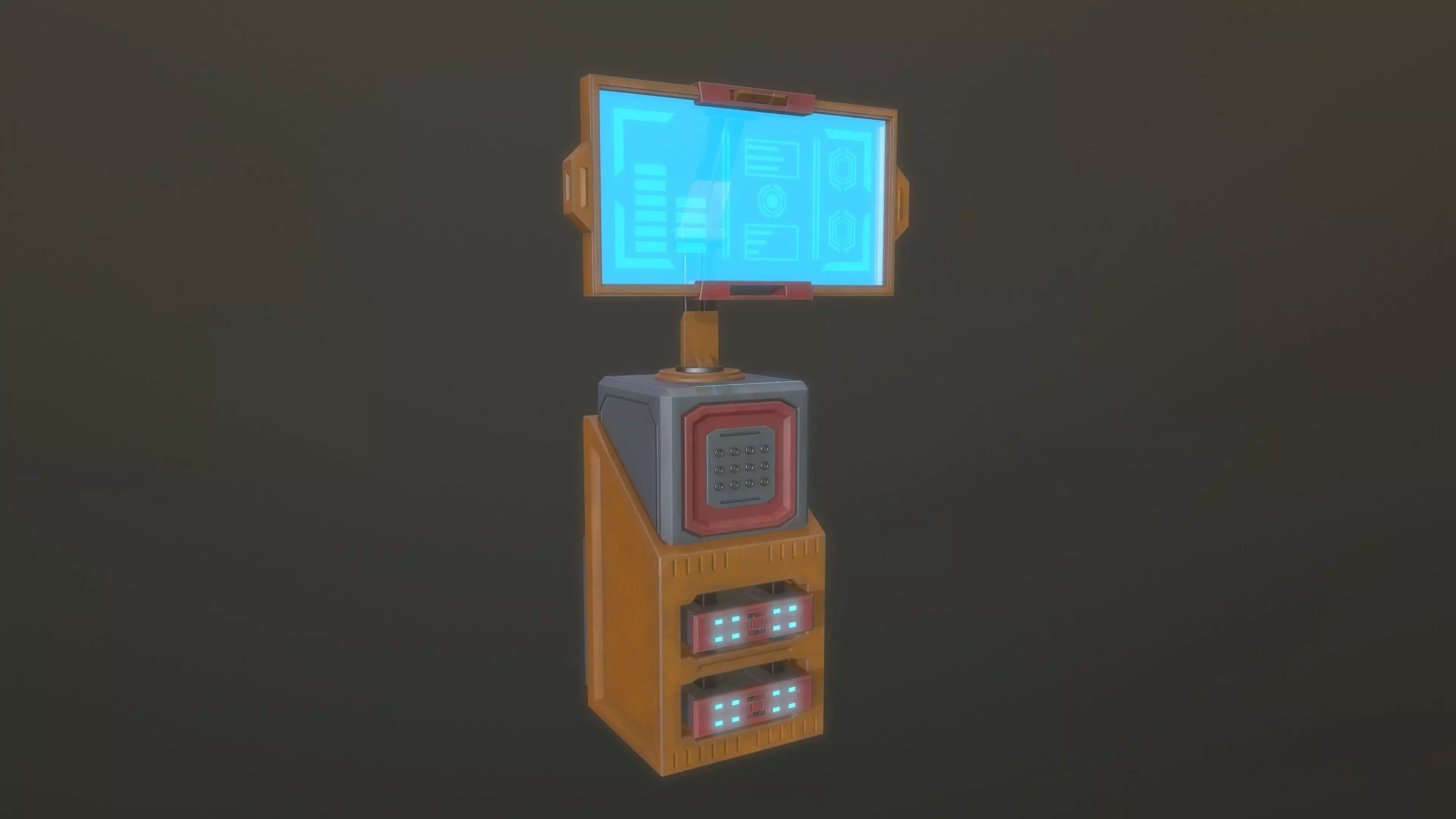 Sci FI Computer console Low-poly 3D model_0