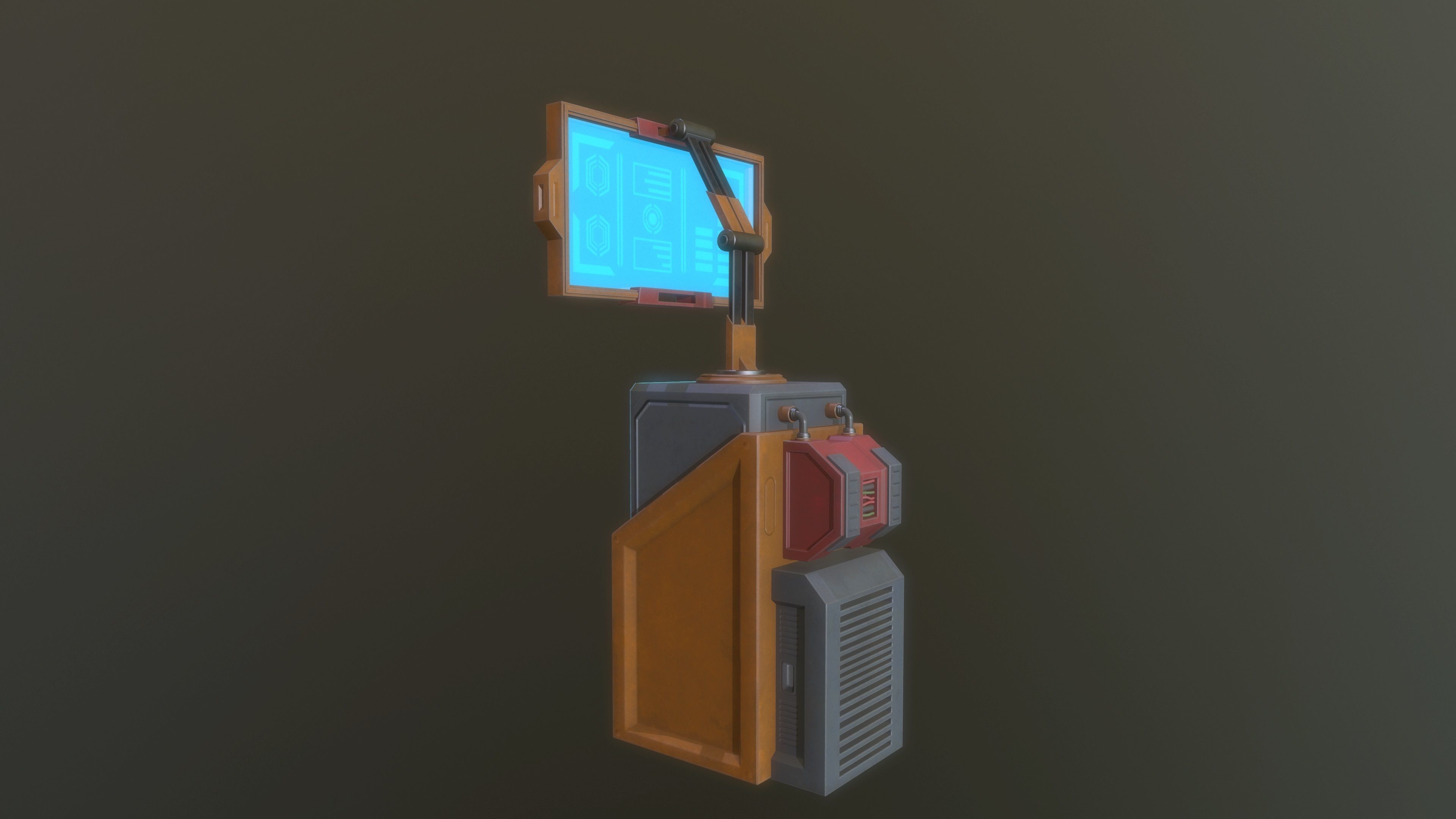 Sci FI Computer console Low-poly 3D model_2