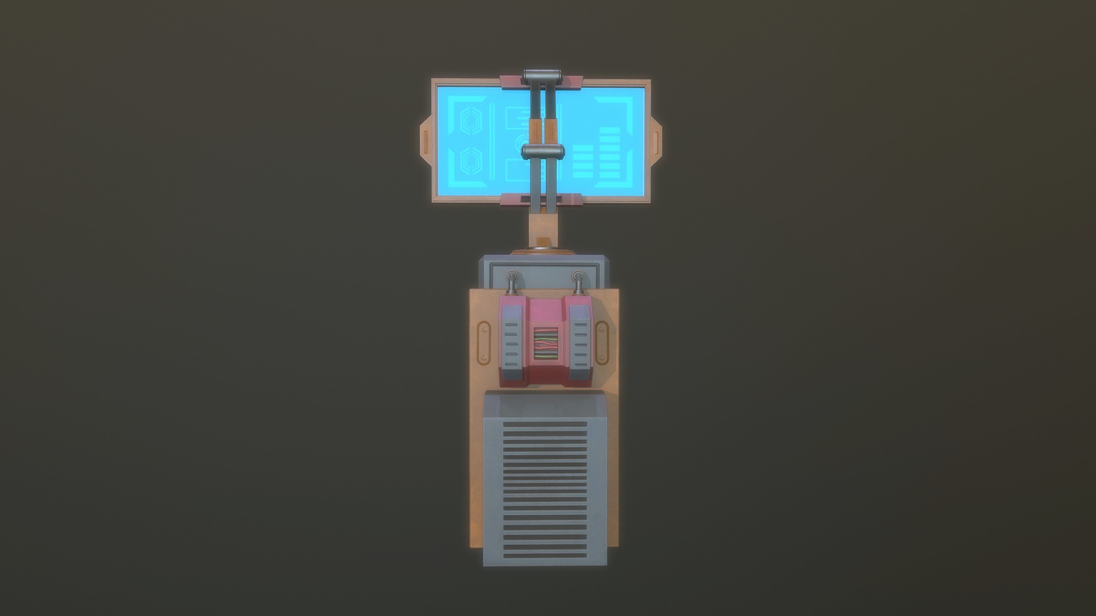 Sci FI Computer console Low-poly 3D model_3
