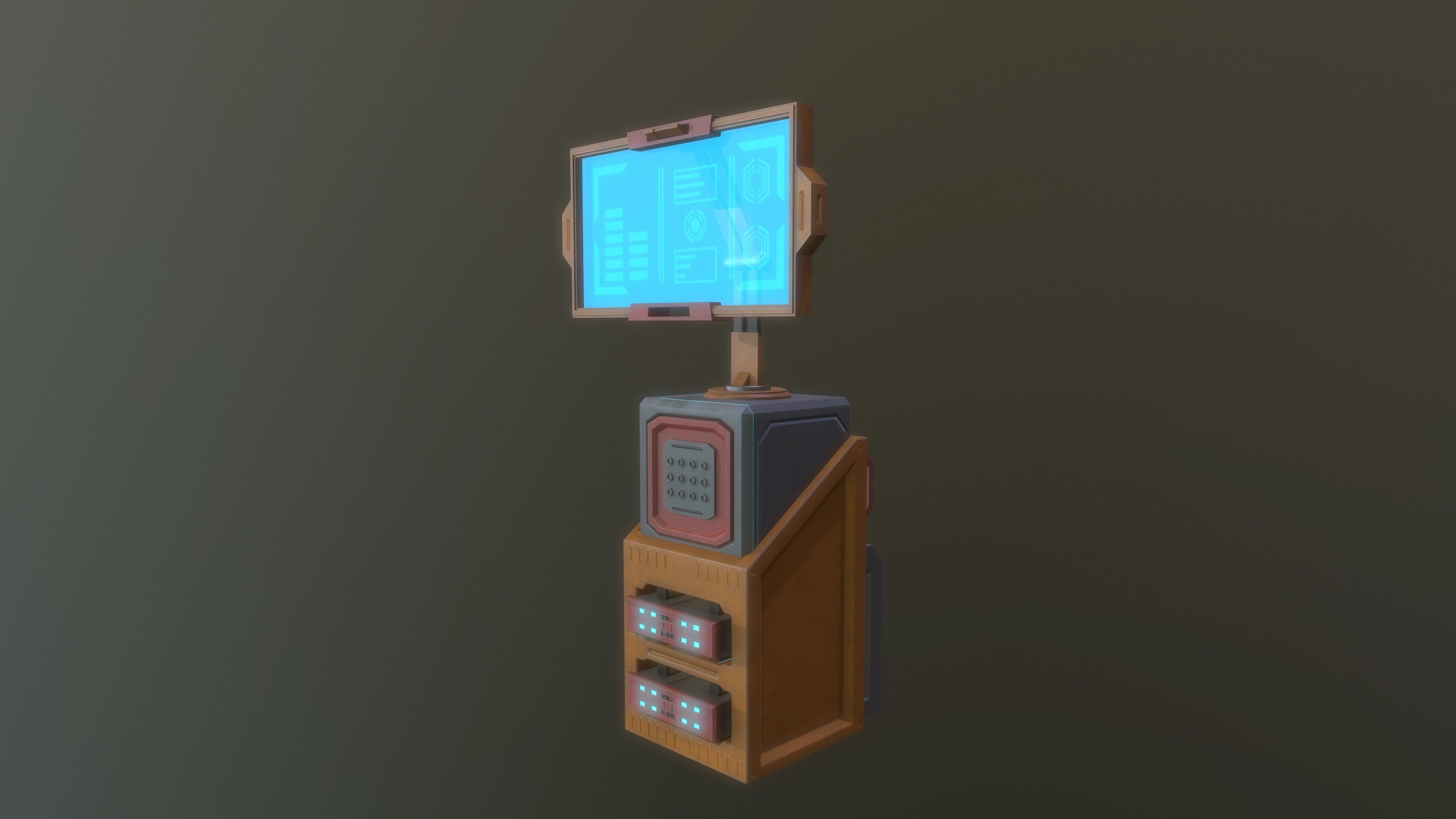 Sci FI Computer console Low-poly 3D model_1