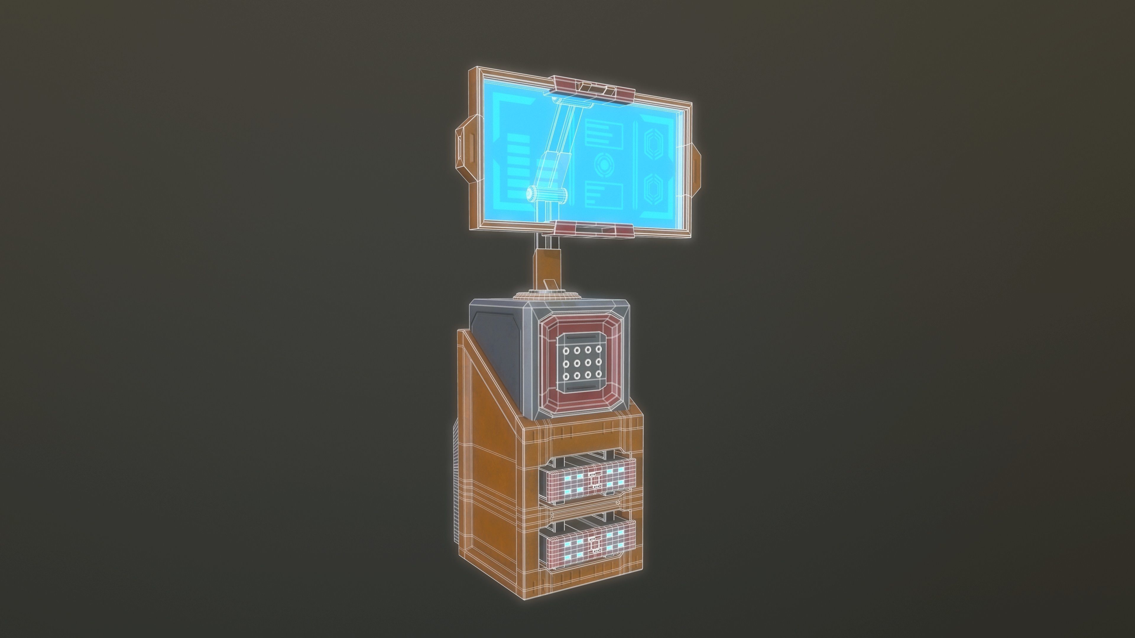 Sci FI Computer console Low-poly 3D model_6