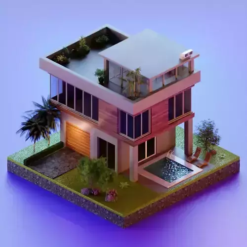 Mansion House  Low-poly 3D model 003