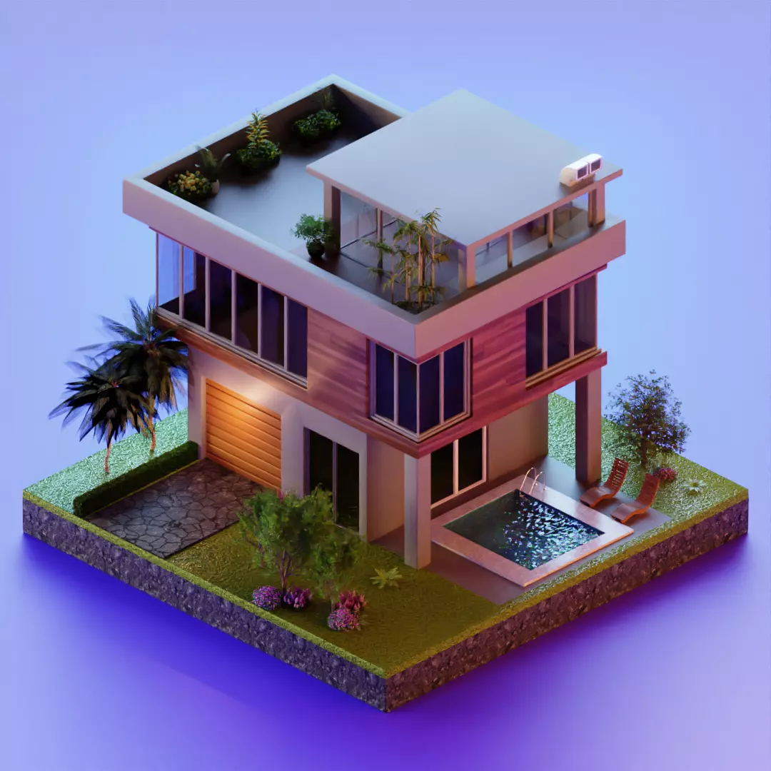 Mansion House  Low-poly 3D model 003 Low-poly 3D model_0