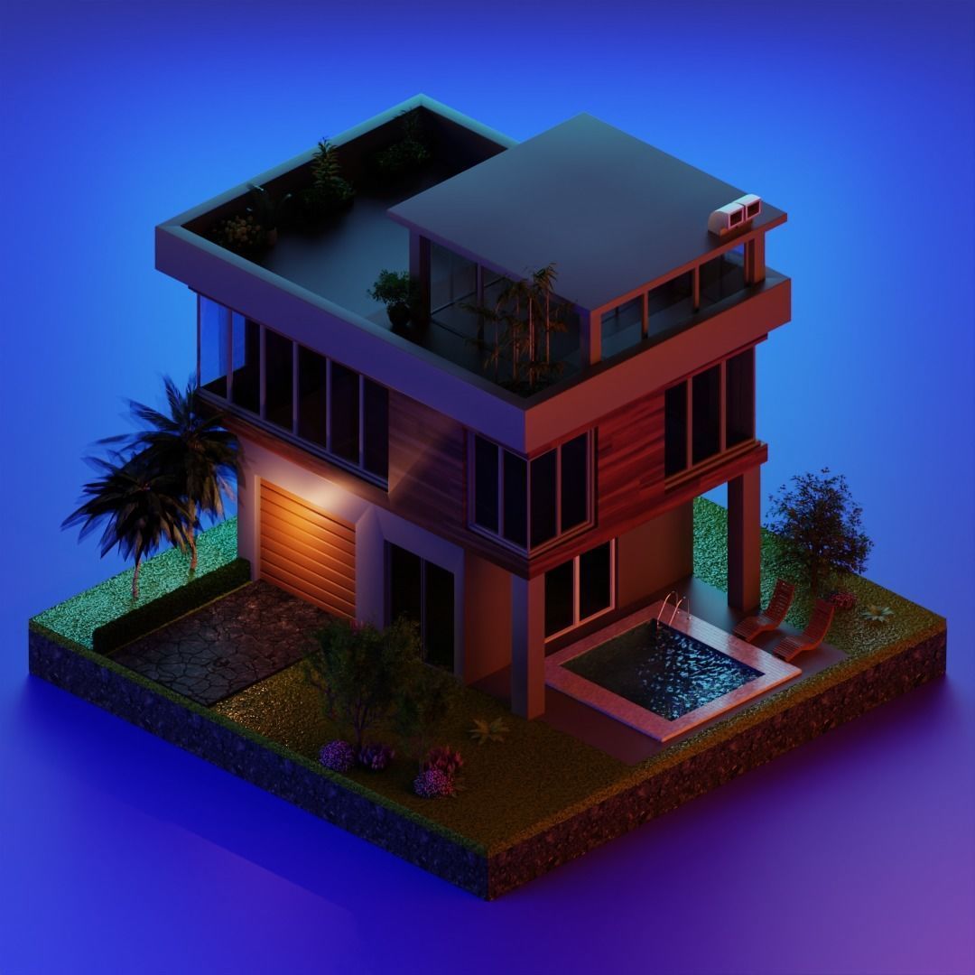 Mansion House  Low-poly 3D model 003 Low-poly 3D model_1