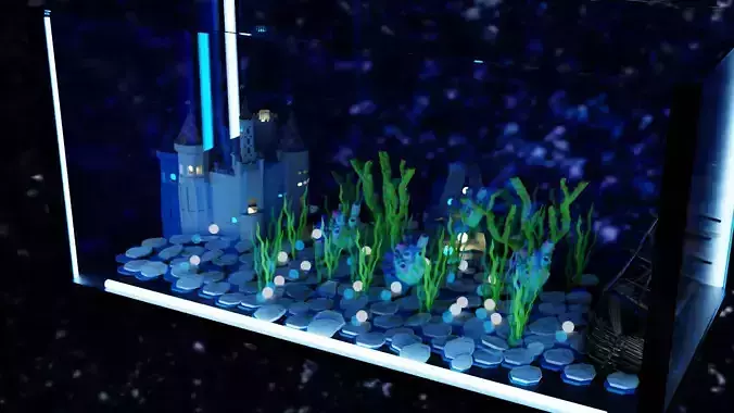 aquarium fish tank with castle in it