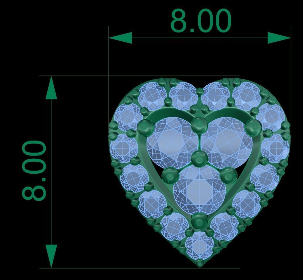 Love Heart Stud Earrings 3D print model_2