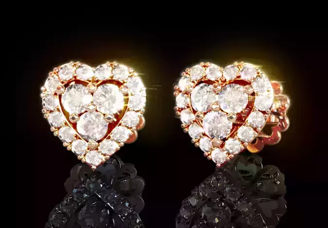 Love Heart Stud Earrings 3D print model