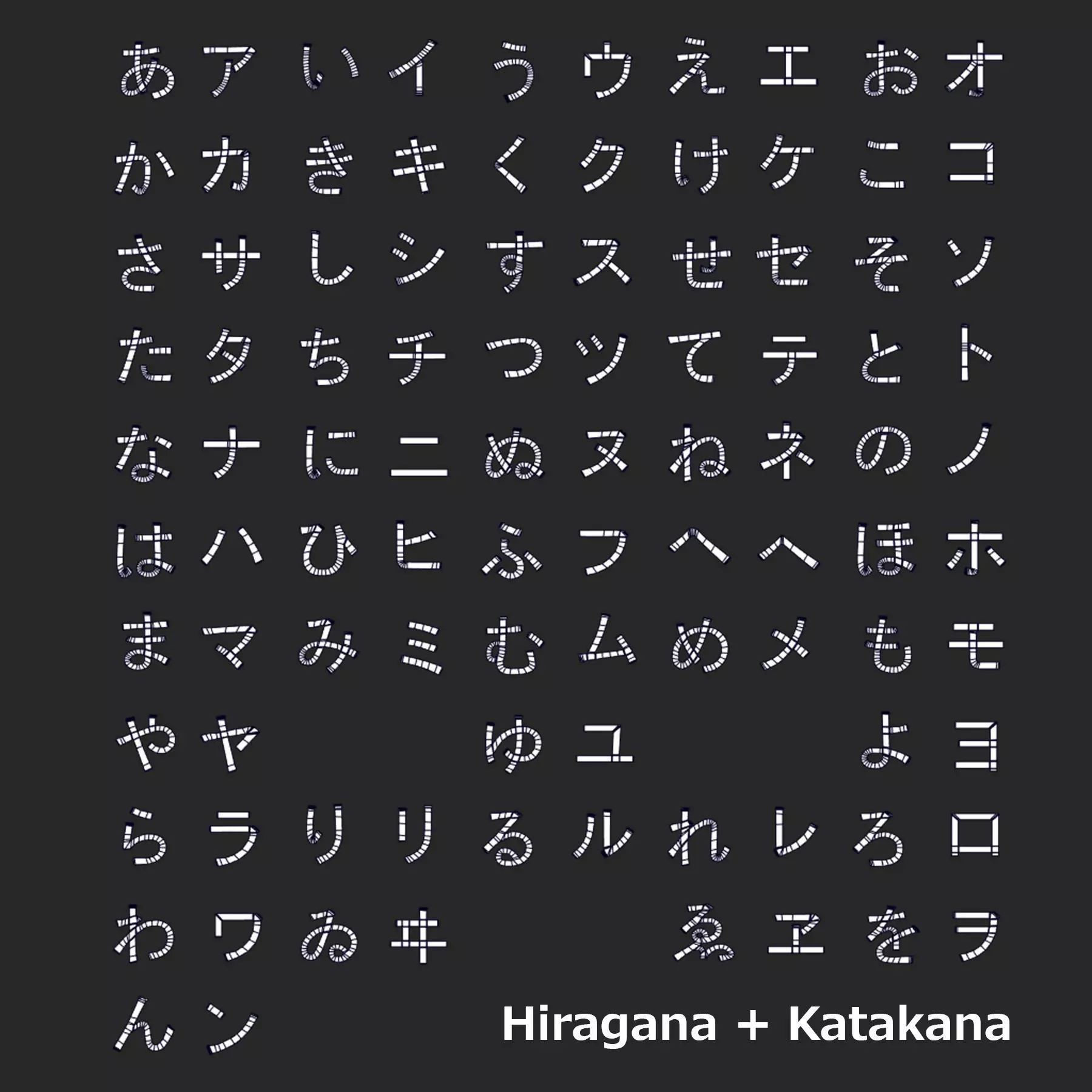 Japanese 3D Characters Hiragana and Katakana in Low Poly Low-poly 3D model_0