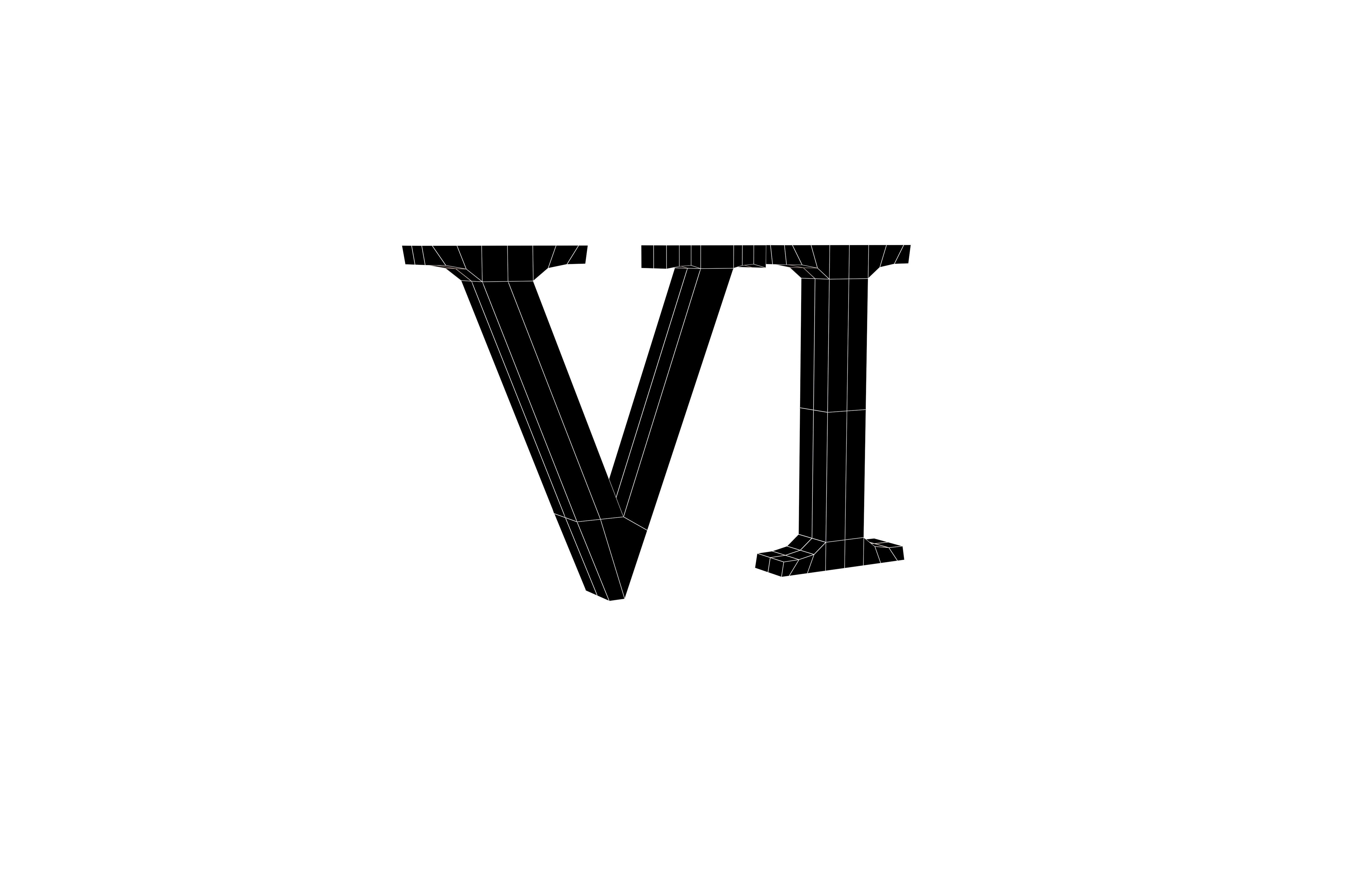 Roman Numerals 6 v1 001 Low-poly 3D model_5