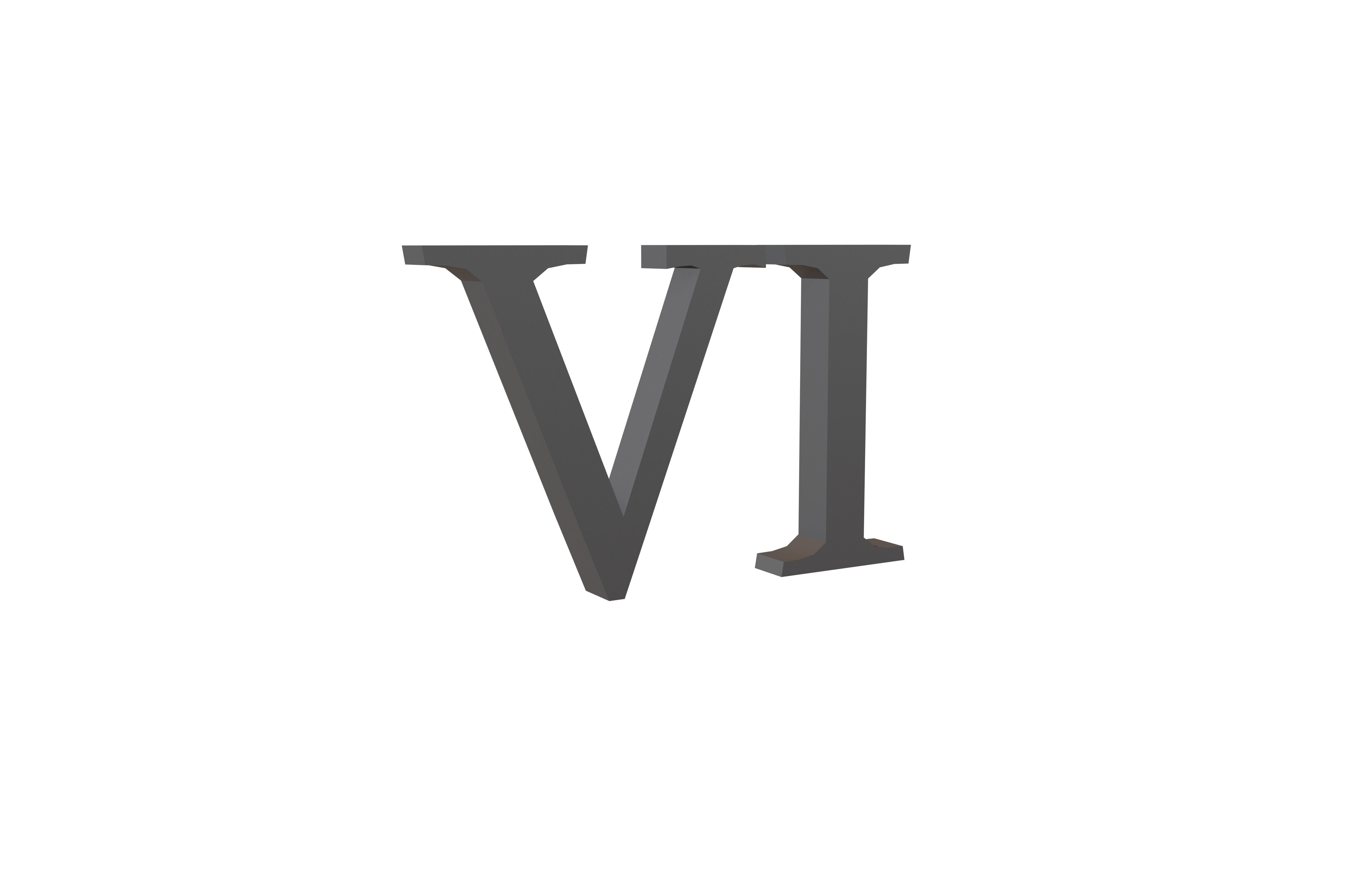 Roman Numerals 6 v1 001 Low-poly 3D model_1