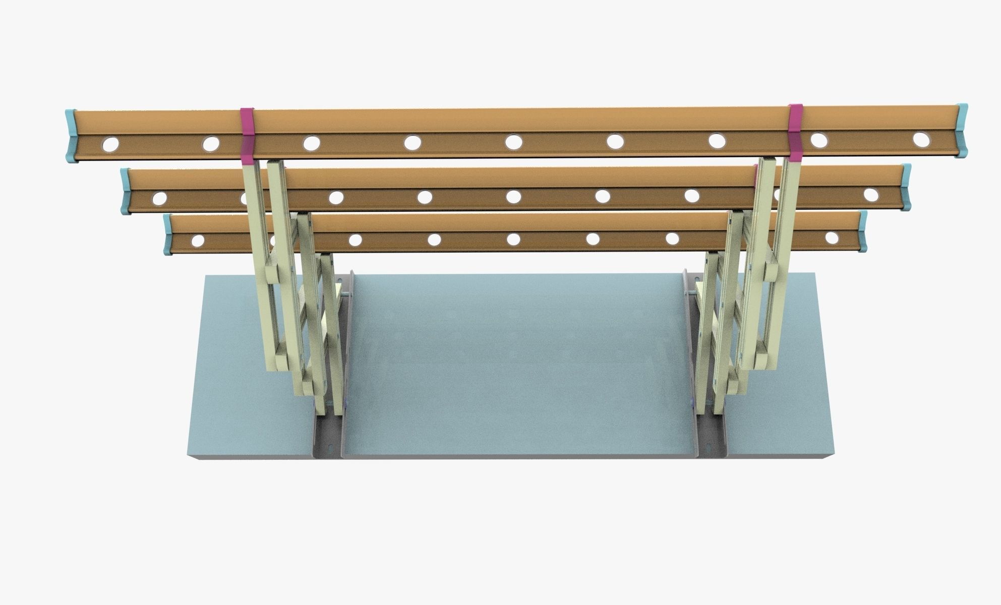 Telescopic pair of wooden rails 3D model_4