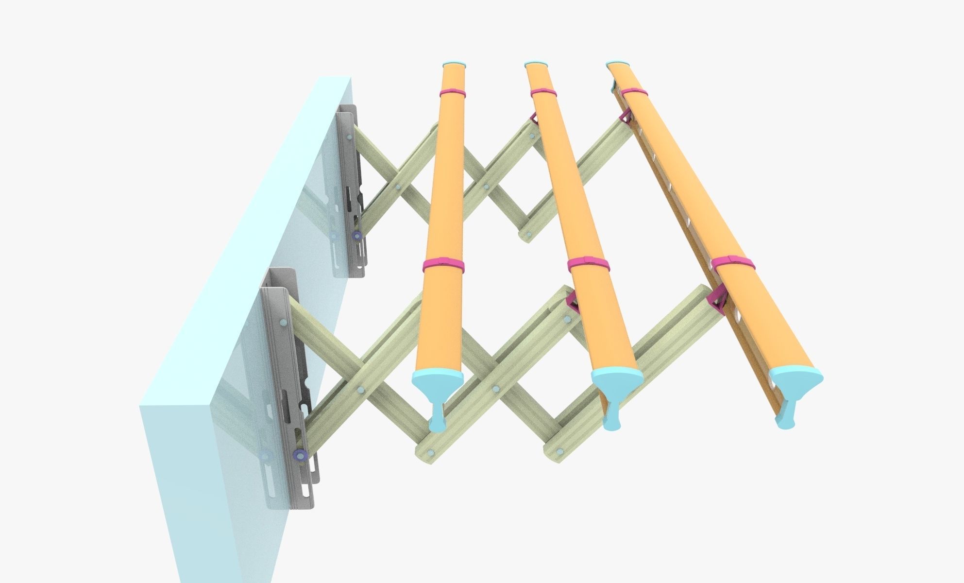 Telescopic pair of wooden rails 3D model_2