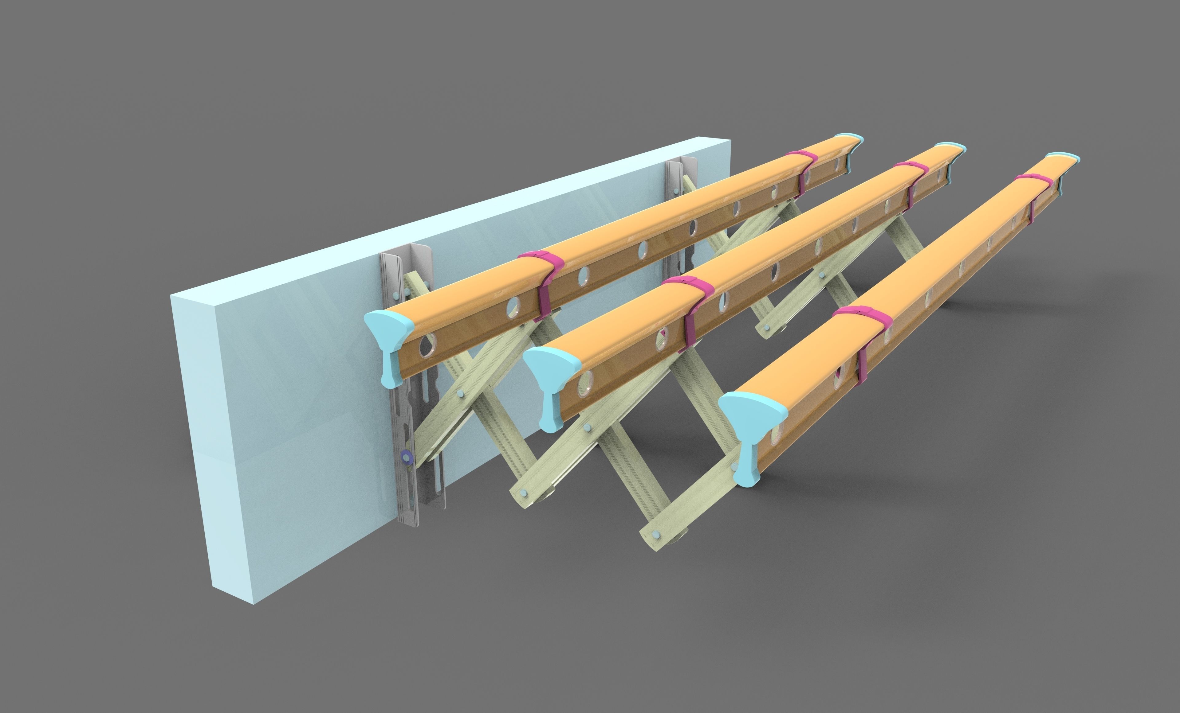 Telescopic pair of wooden rails 3D model_1