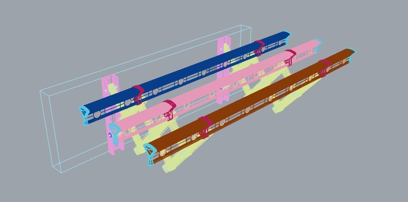 Telescopic pair of wooden rails 3D model_8