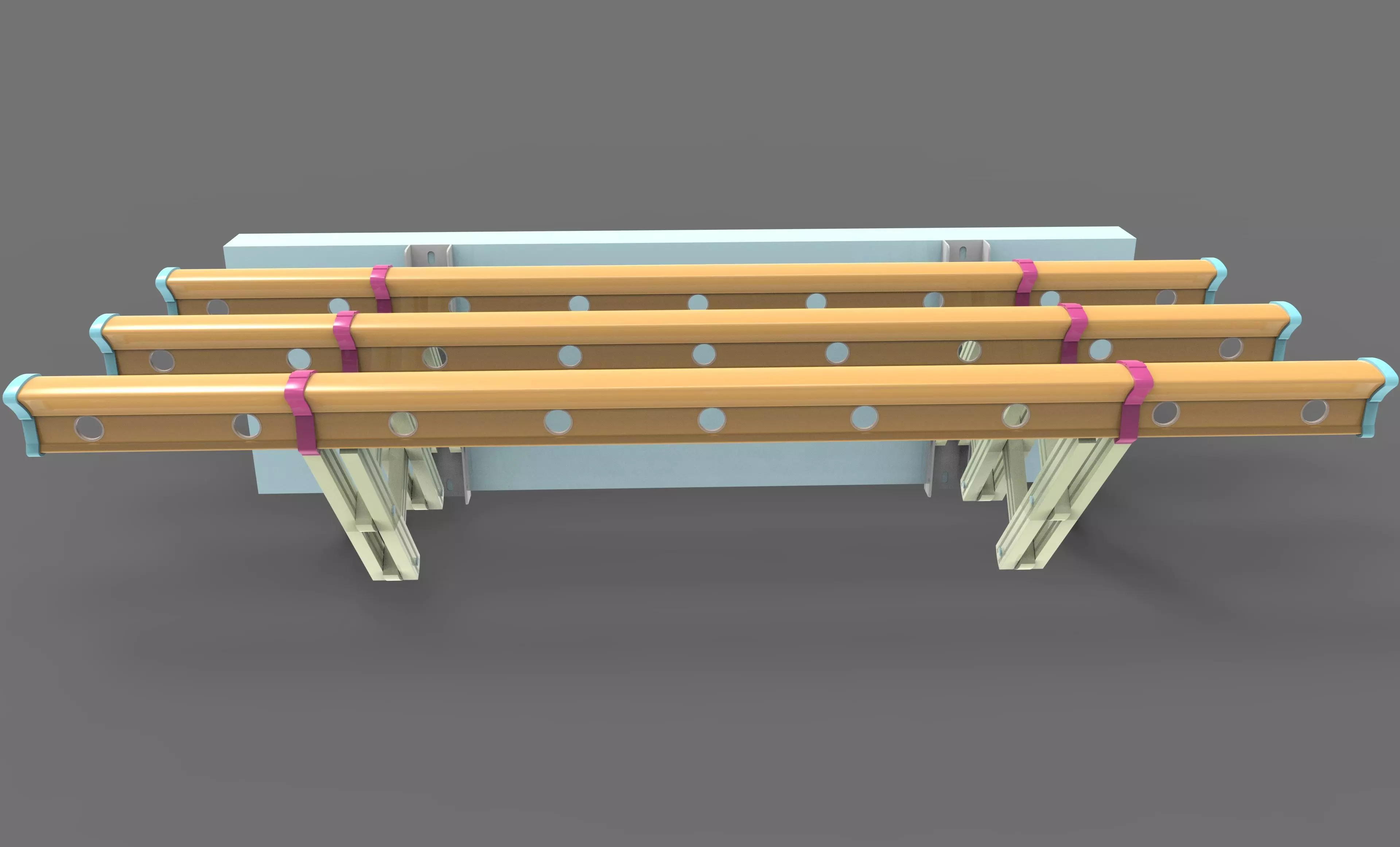 Telescopic pair of wooden rails 3D model_0