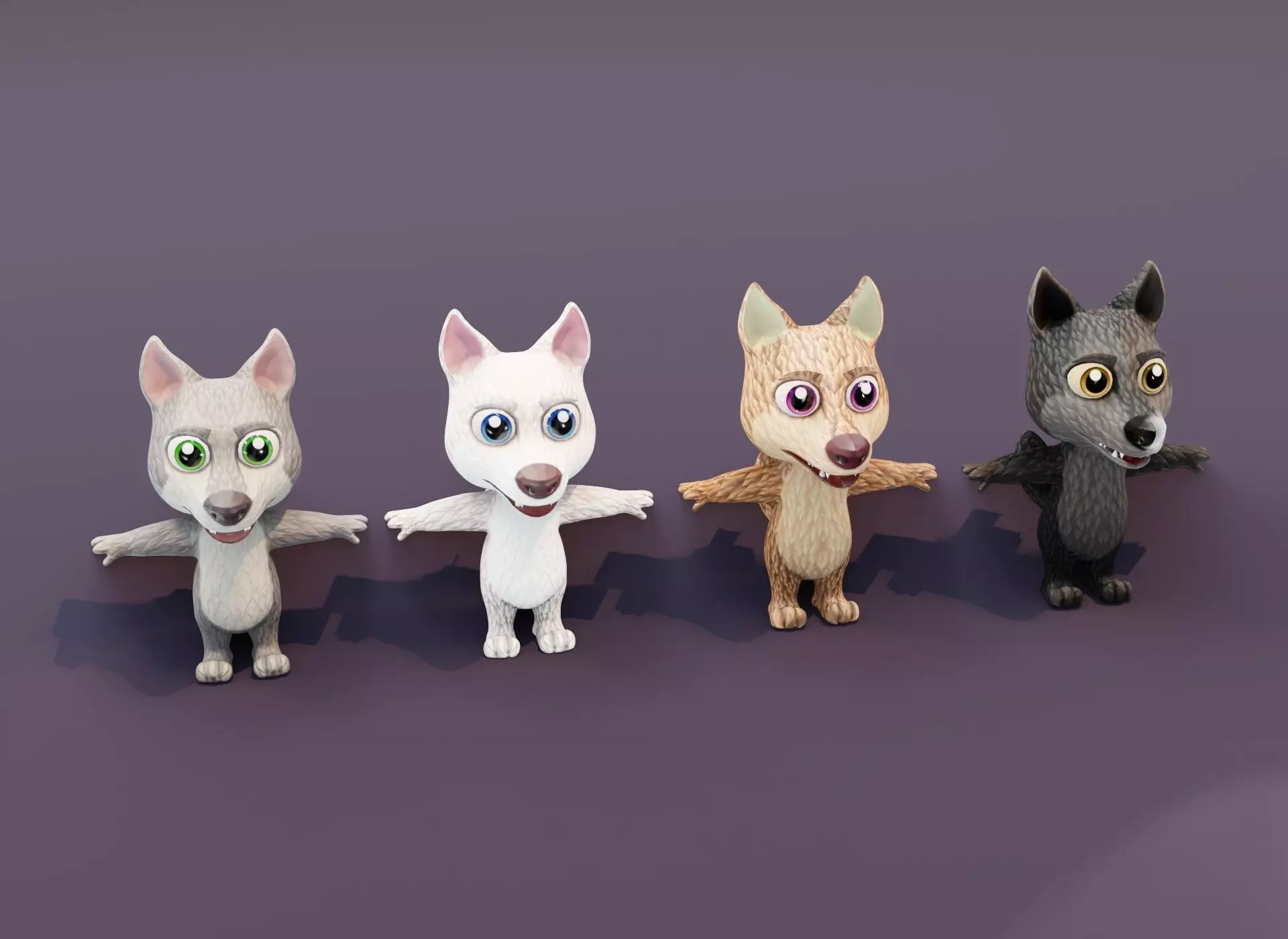 Cartoon Wolf 3D Models Low-poly 3D model_0