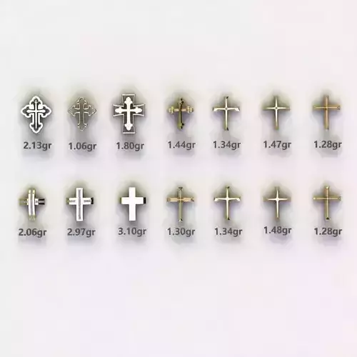 14 models of cross pendants with gemstones 
