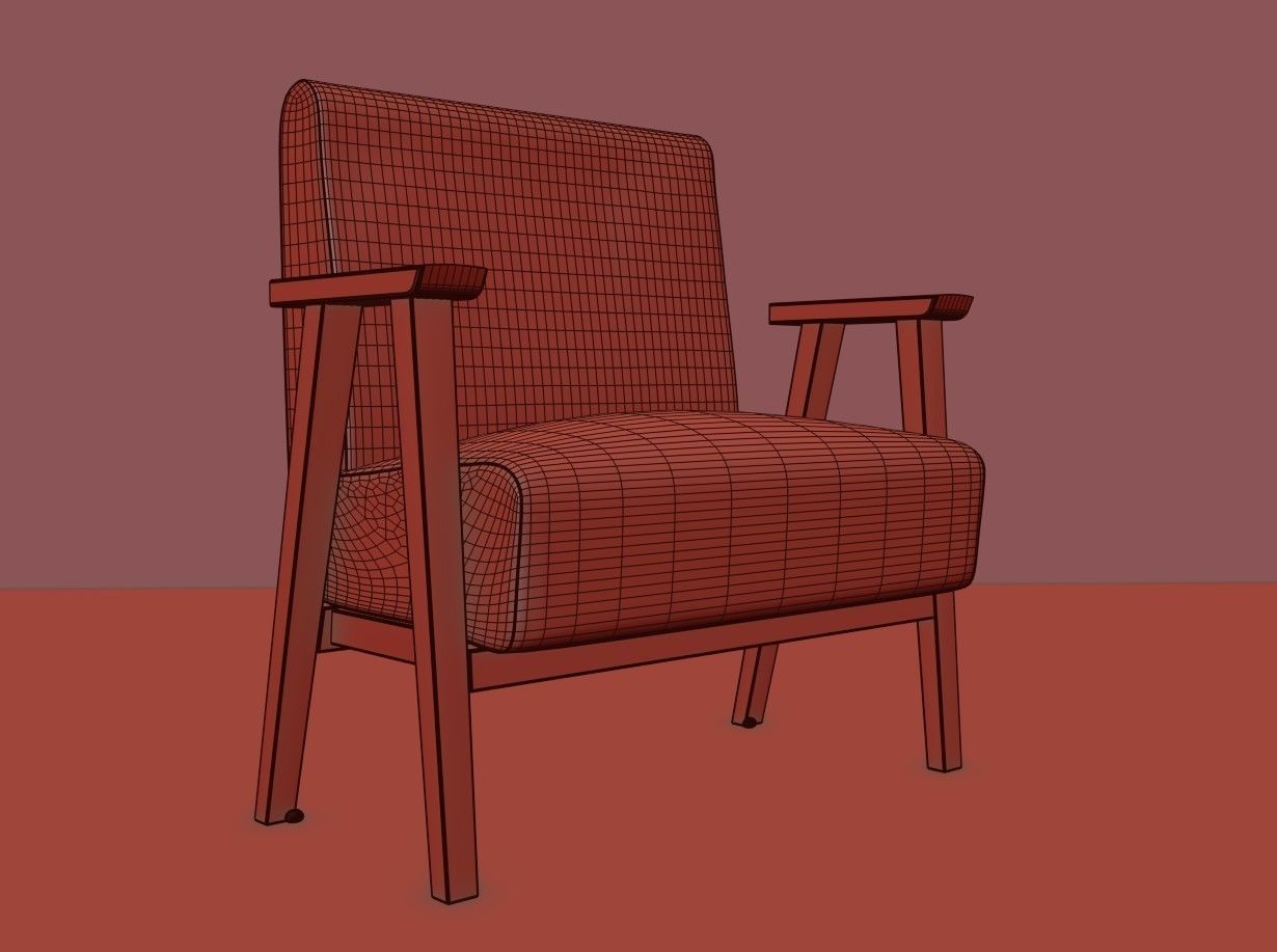Chair Low-poly 3D model_3
