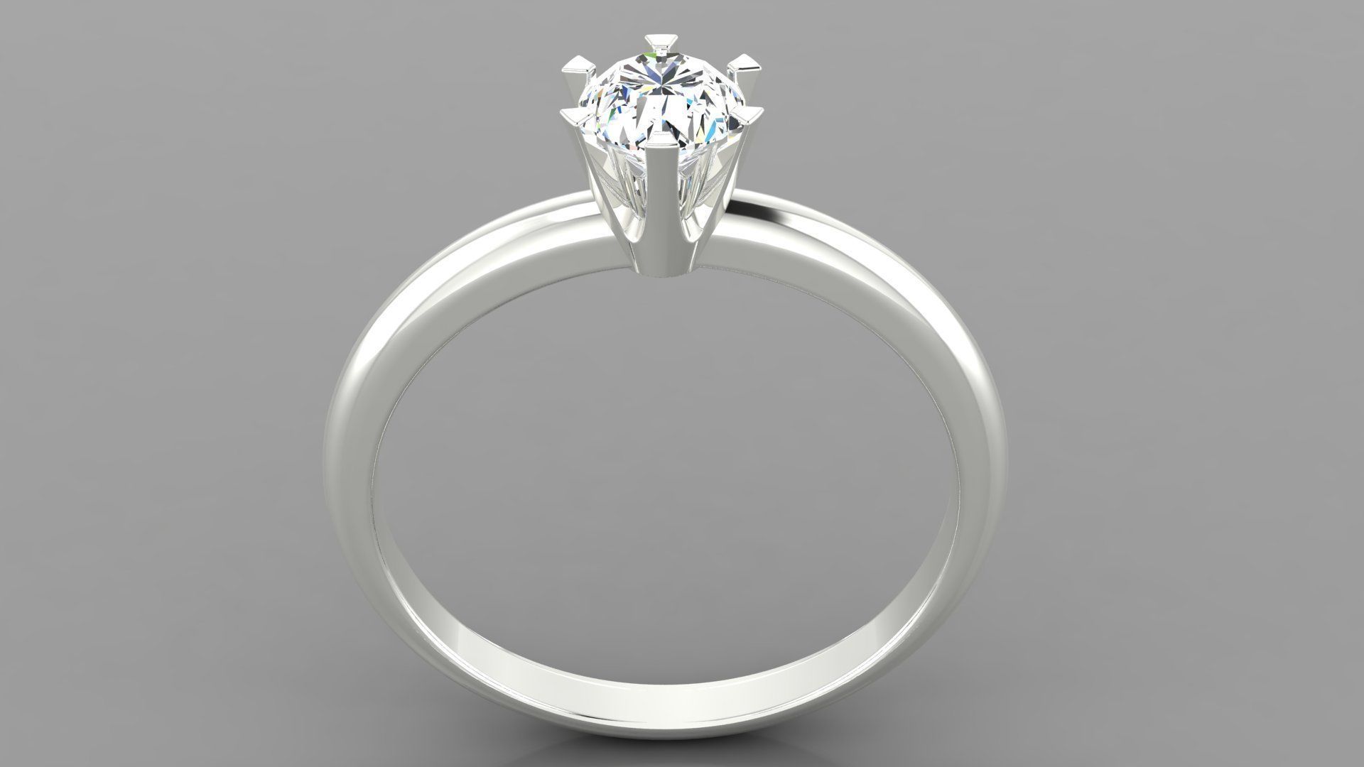 Diamond Solitaire Ring 3D print model_5