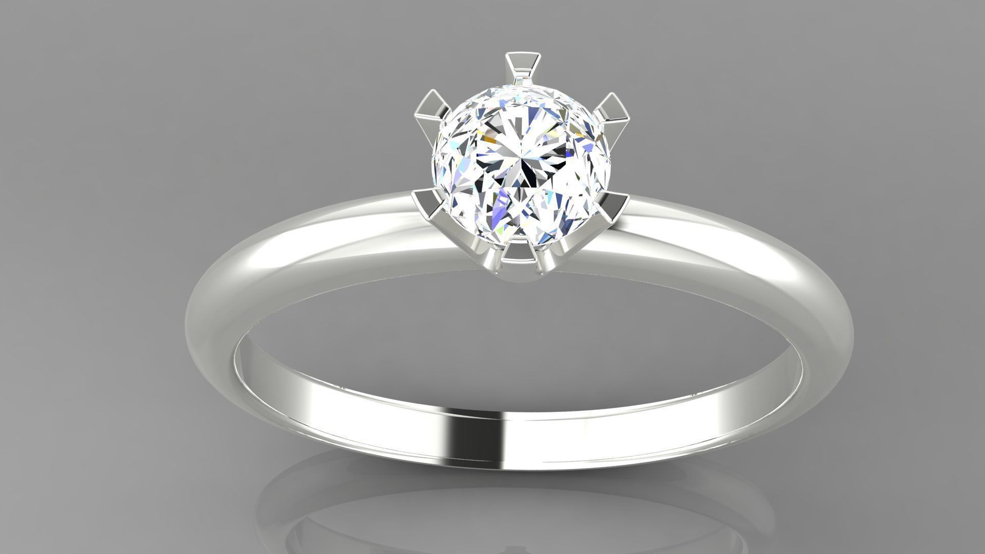 Diamond Solitaire Ring 3D print model_1