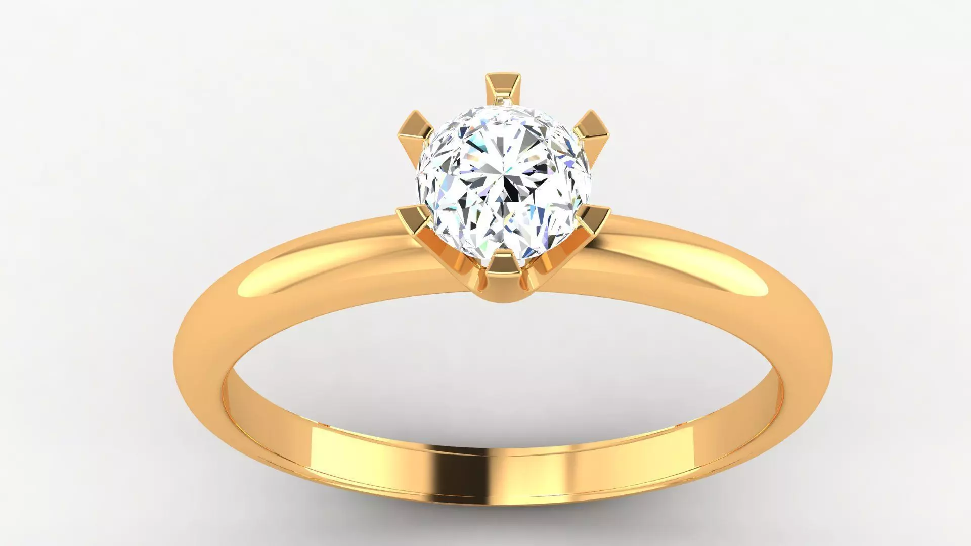 Diamond Solitaire Ring 3D print model_0