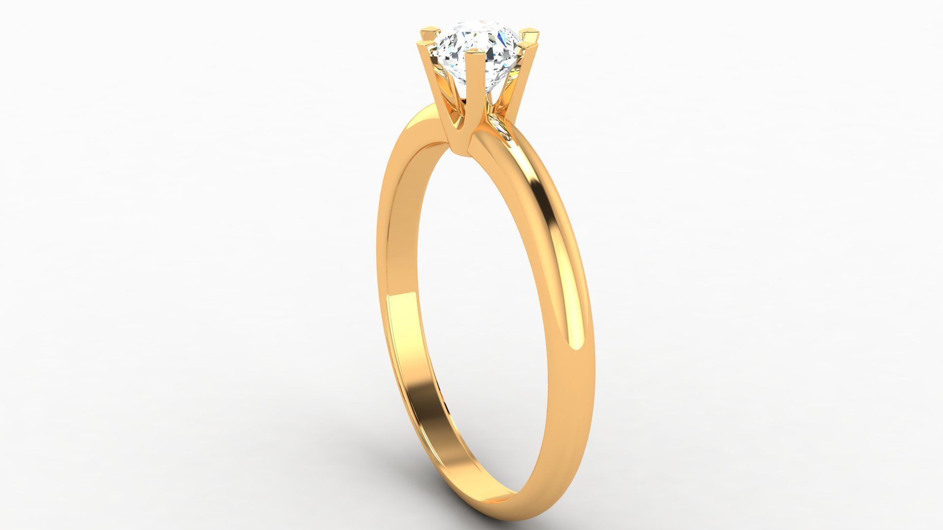Diamond Solitaire Ring 3D print model_4
