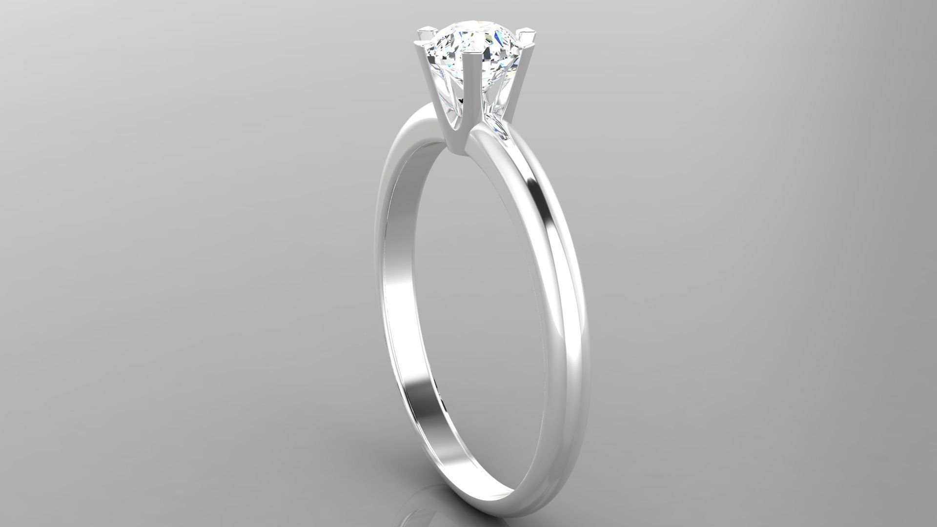 Diamond Solitaire Ring 3D print model_3