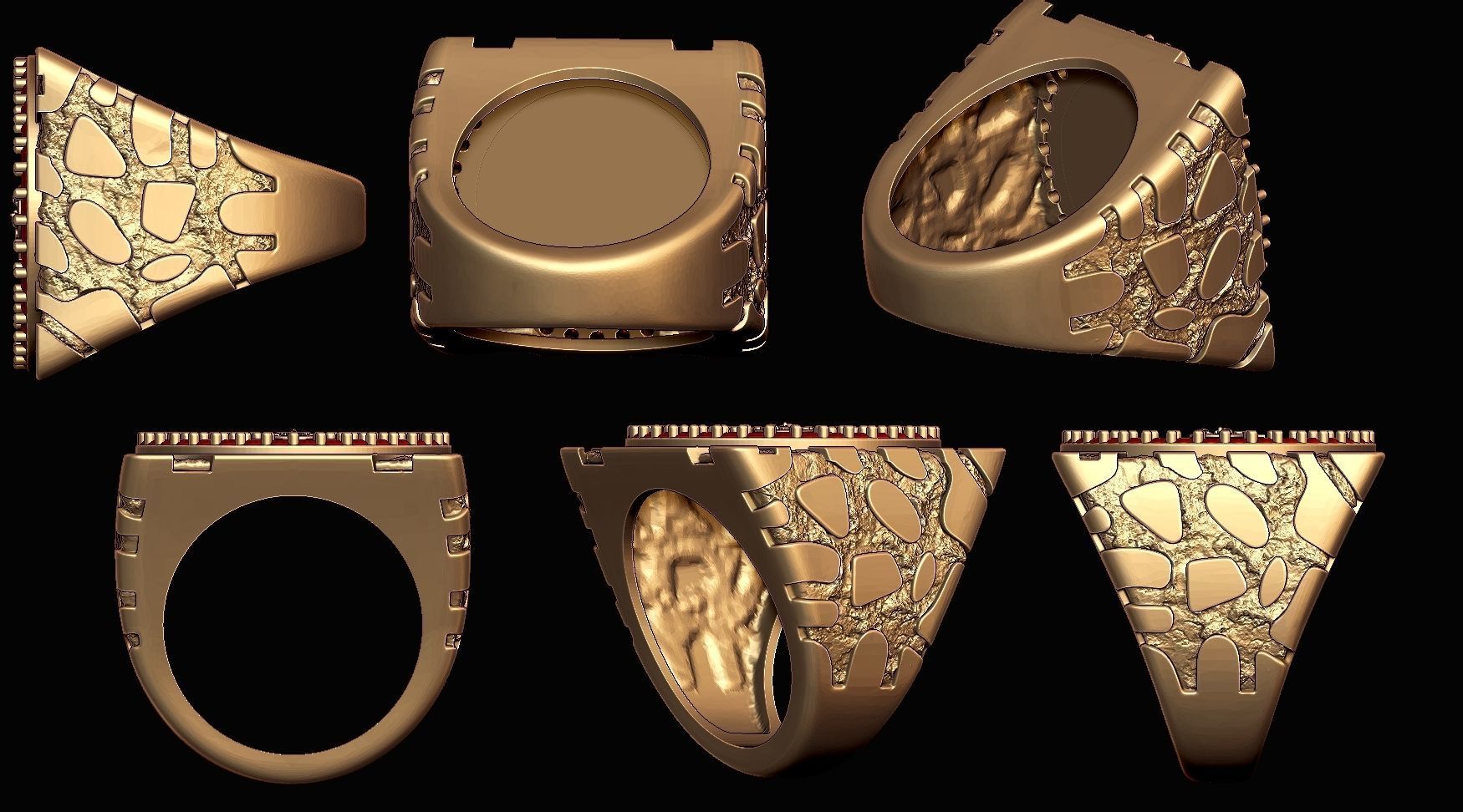 Wings of Victory Gold Coin Nugget Ring 3D print model_2